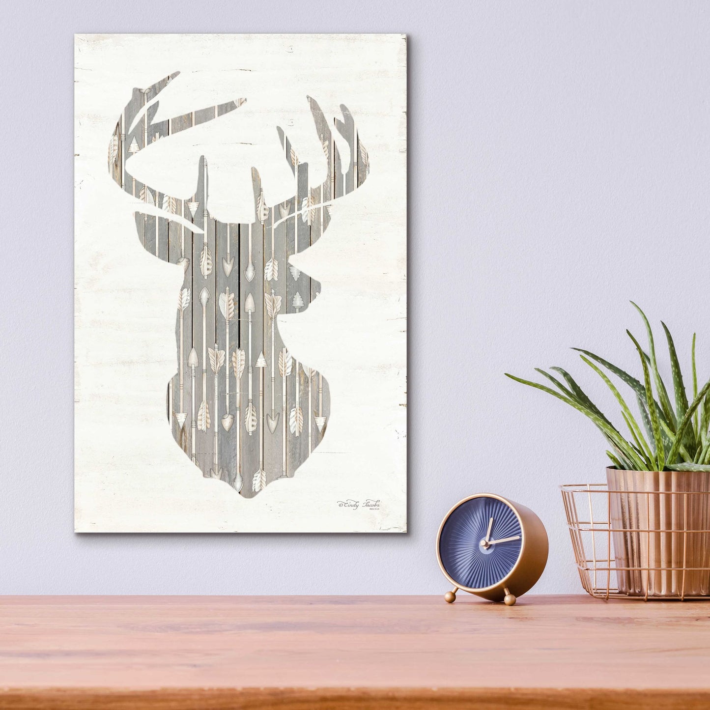 Epic Art 'Deer and Arrows Silhouette' by Cindy Jacobs, Acrylic Glass Wall Art,12x16