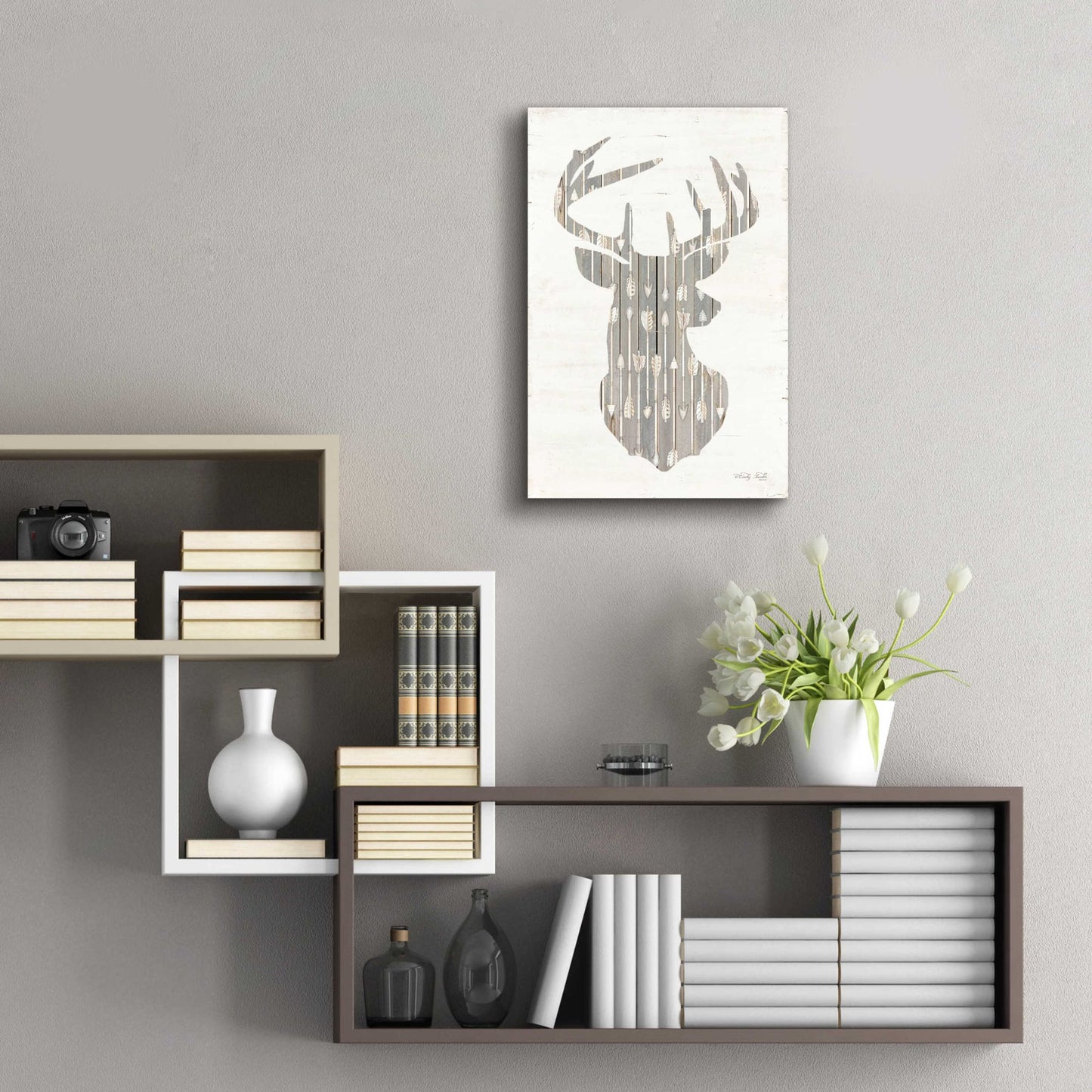 Epic Art 'Deer and Arrows Silhouette' by Cindy Jacobs, Acrylic Glass Wall Art,16x24