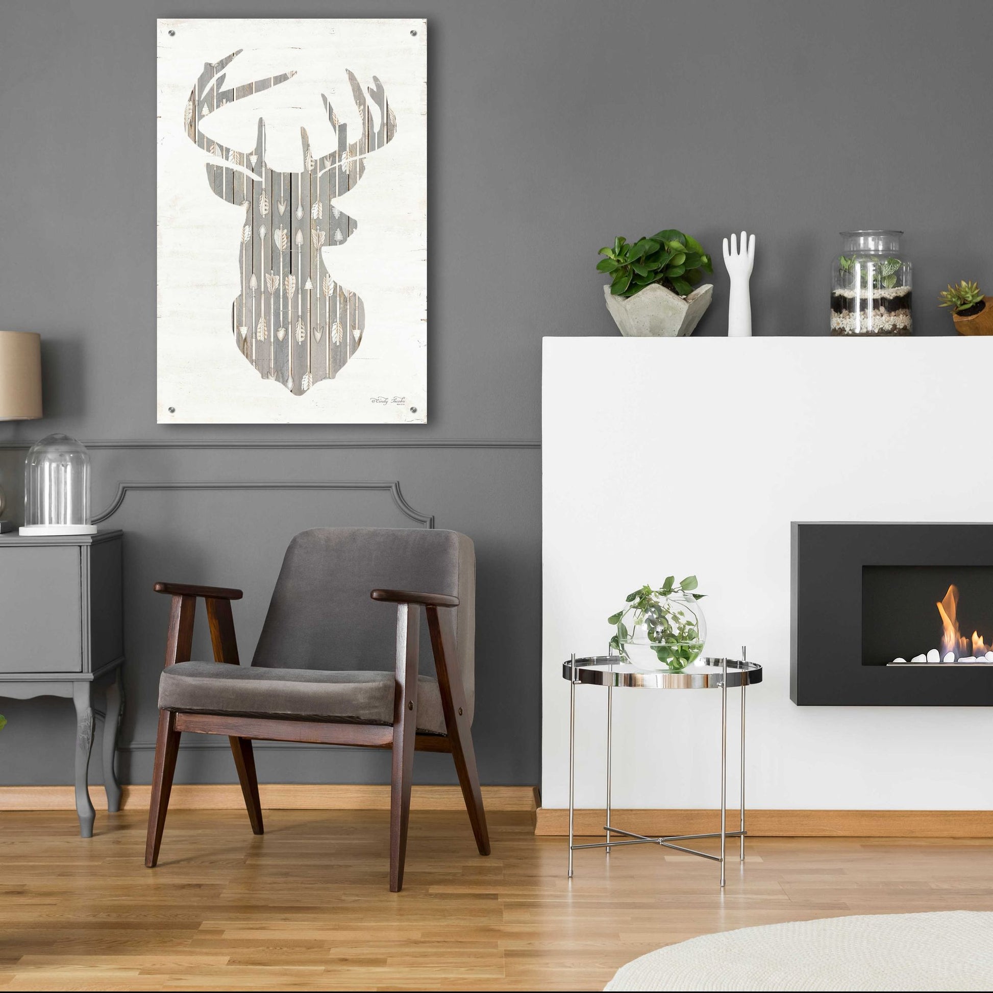 Epic Art 'Deer and Arrows Silhouette' by Cindy Jacobs, Acrylic Glass Wall Art,24x36