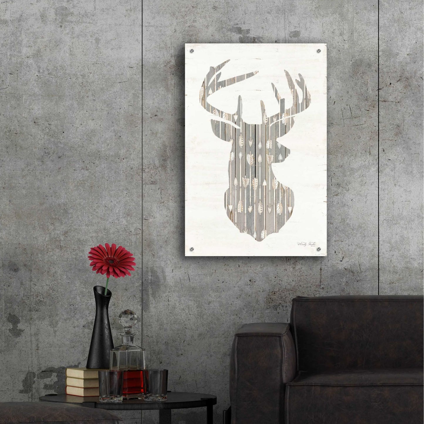 Epic Art 'Deer and Arrows Silhouette' by Cindy Jacobs, Acrylic Glass Wall Art,24x36