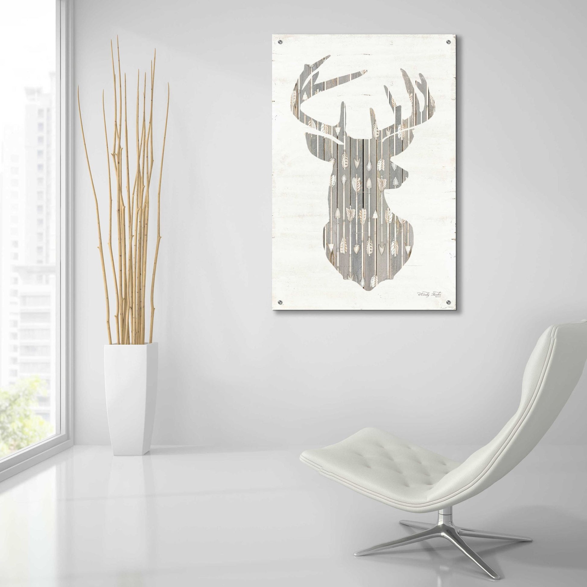 Epic Art 'Deer and Arrows Silhouette' by Cindy Jacobs, Acrylic Glass Wall Art,24x36