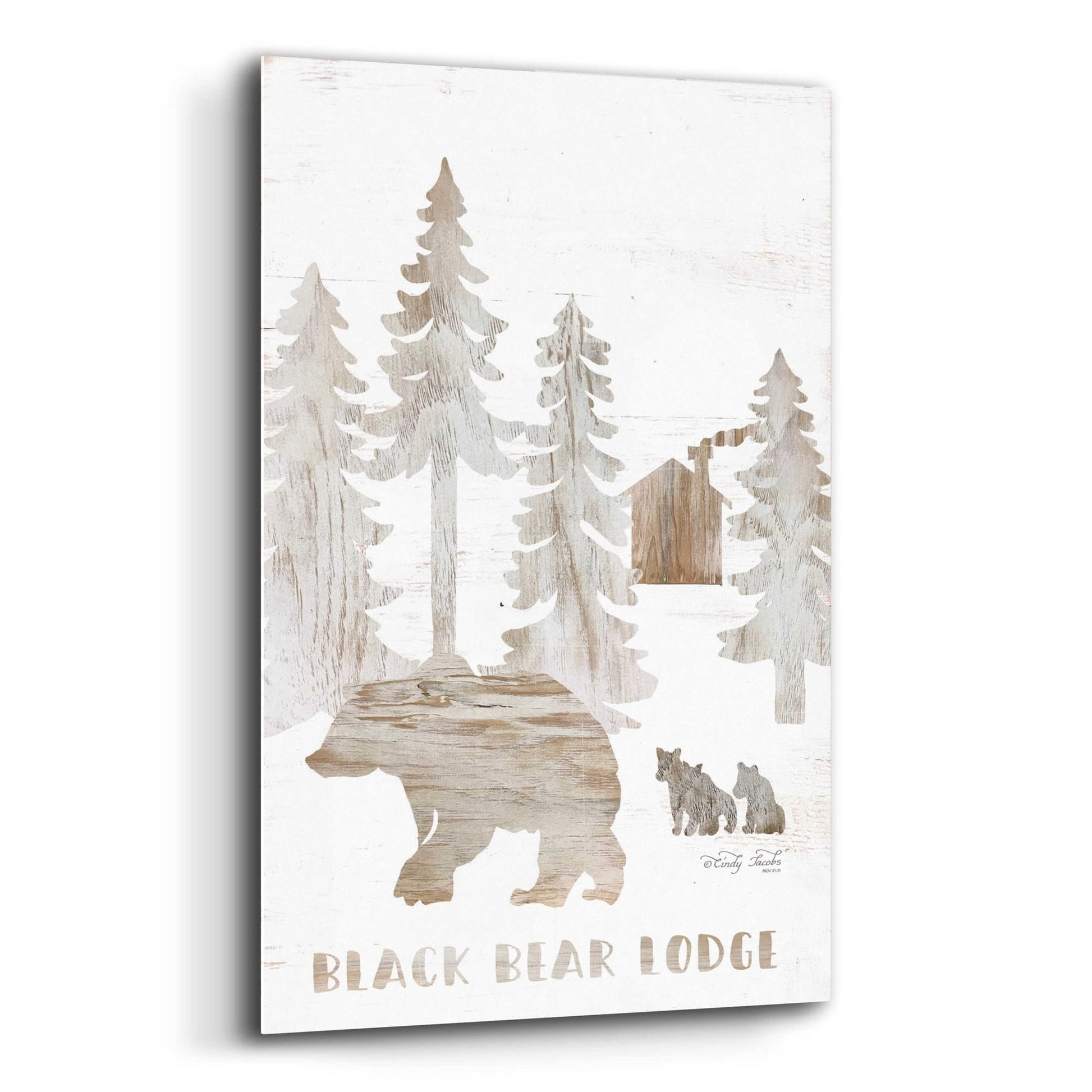 Epic Art 'Black Bear Lodge' by Cindy Jacobs, Acrylic Glass Wall Art,12x16