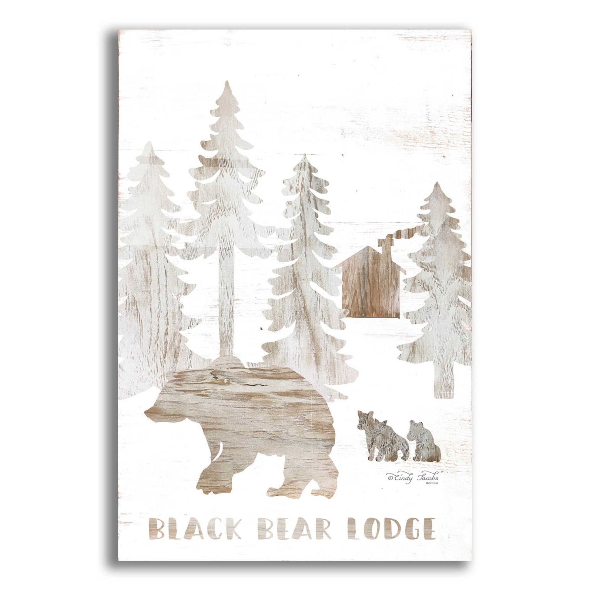 Epic Art 'Black Bear Lodge' by Cindy Jacobs, Acrylic Glass Wall Art