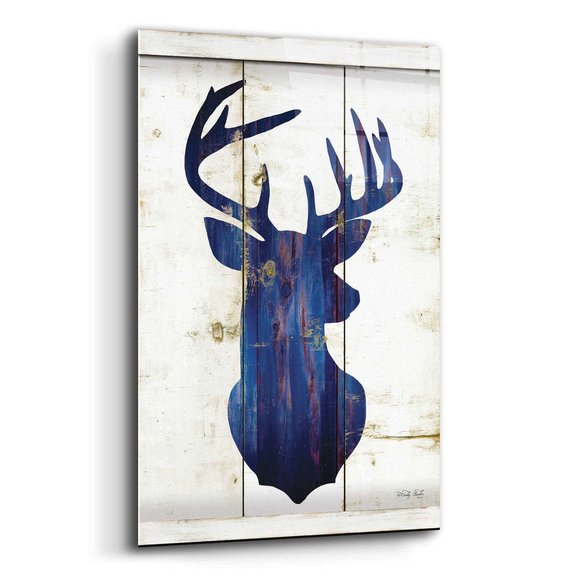 Epic Art 'Midnight Blue Deer III' by Cindy Jacobs, Acrylic Glass Wall Art,12x16