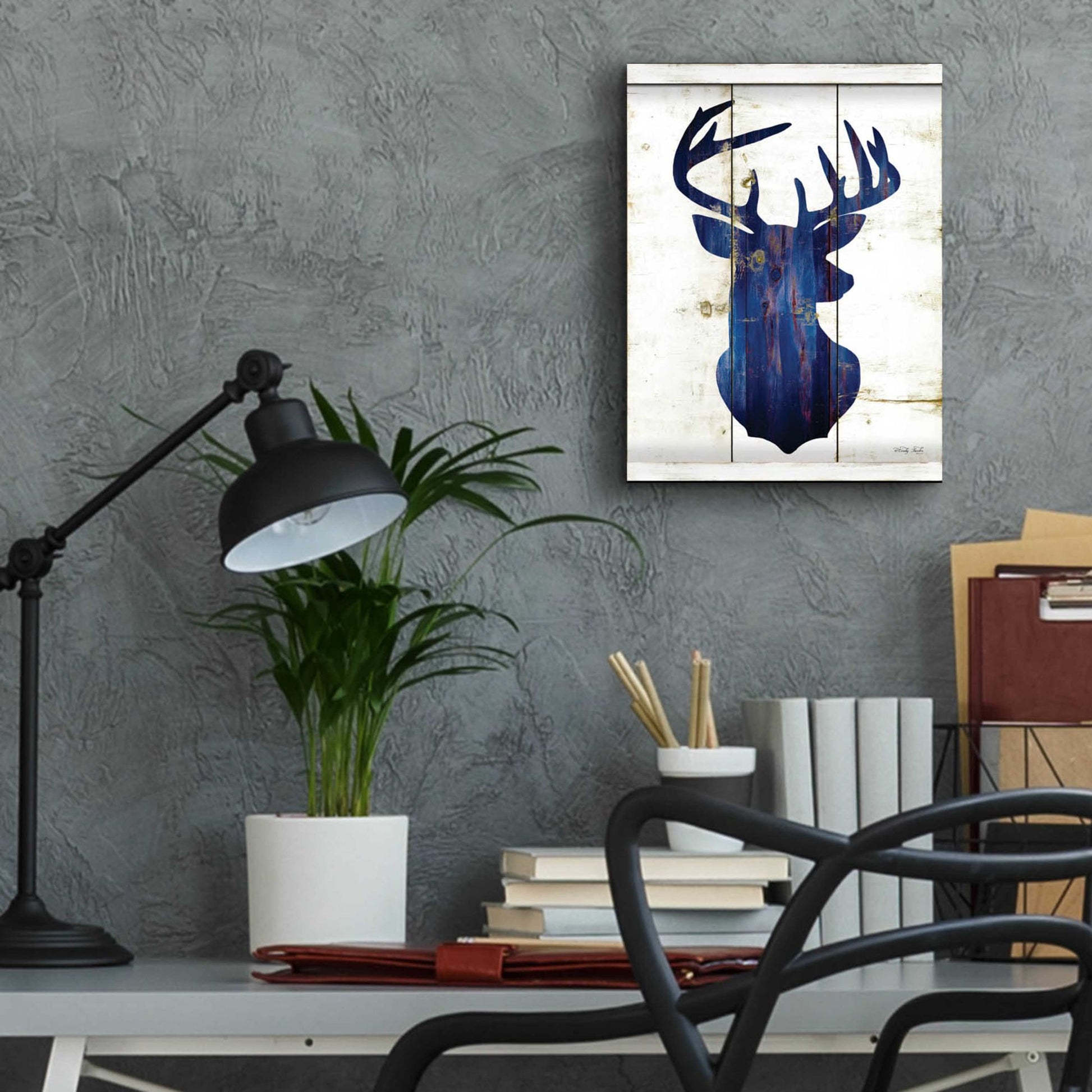 Epic Art 'Midnight Blue Deer III' by Cindy Jacobs, Acrylic Glass Wall Art,12x16