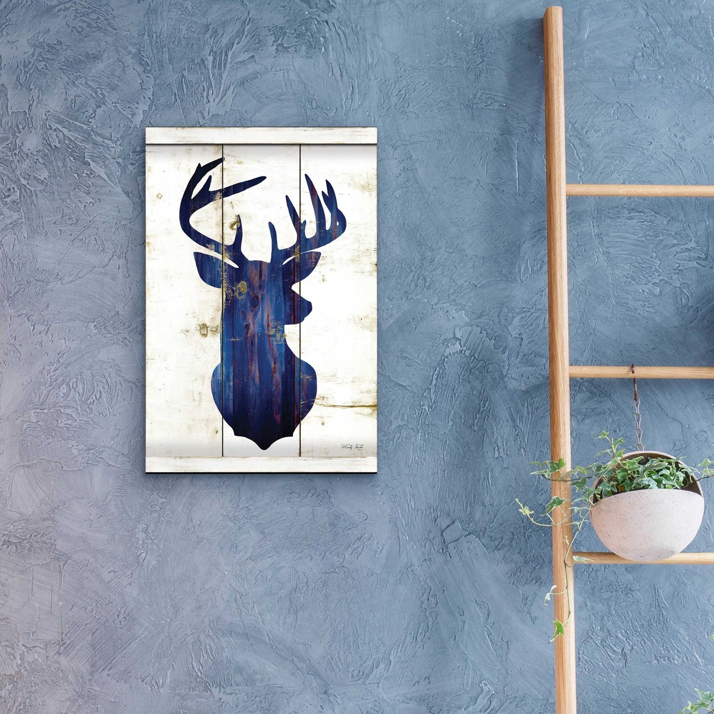 Epic Art 'Midnight Blue Deer III' by Cindy Jacobs, Acrylic Glass Wall Art,16x24