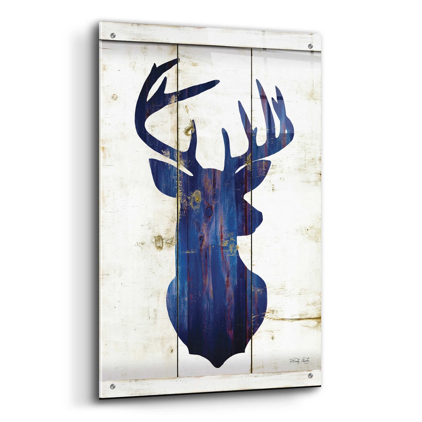 Epic Art 'Midnight Blue Deer III' by Cindy Jacobs, Acrylic Glass Wall Art,24x36