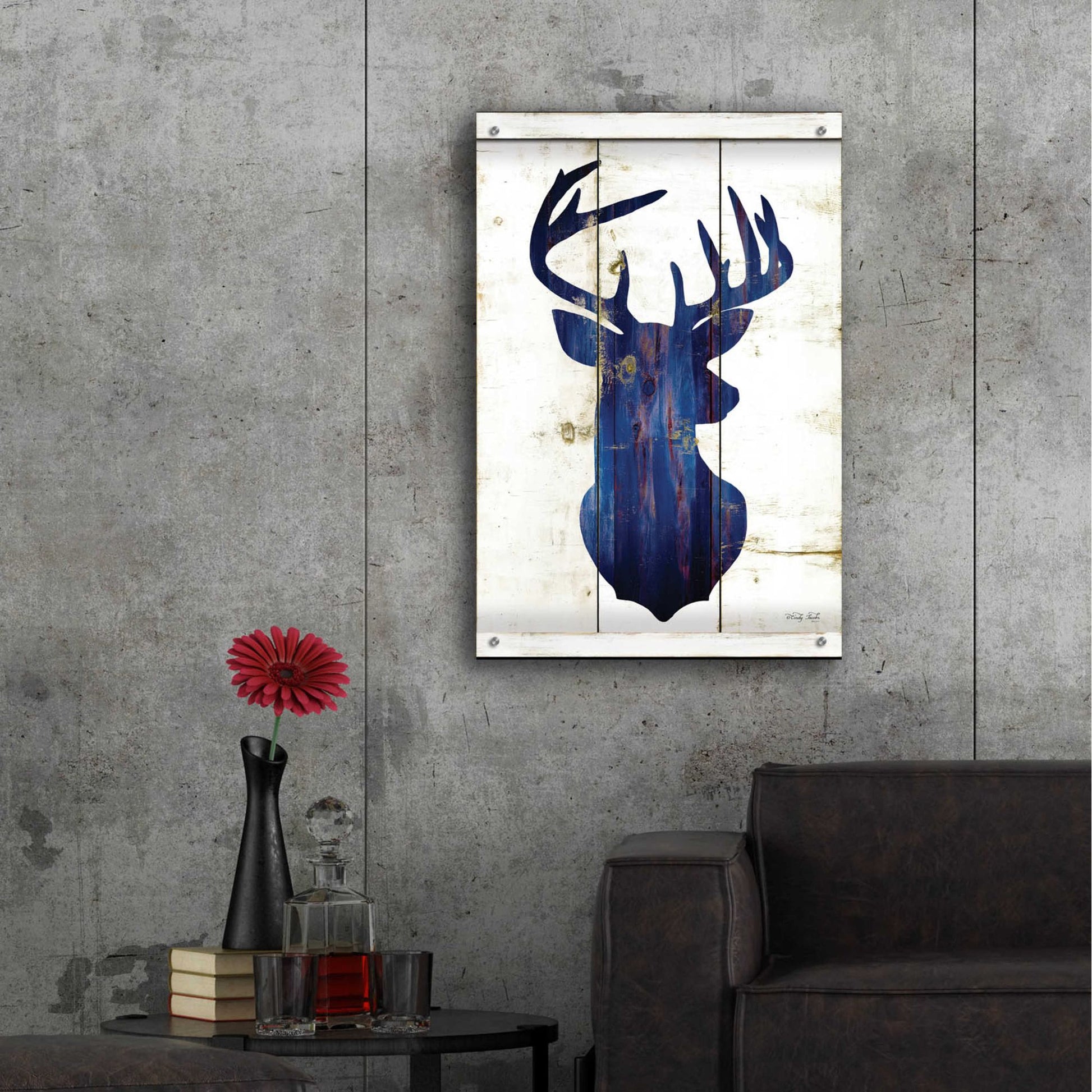 Epic Art 'Midnight Blue Deer III' by Cindy Jacobs, Acrylic Glass Wall Art,24x36