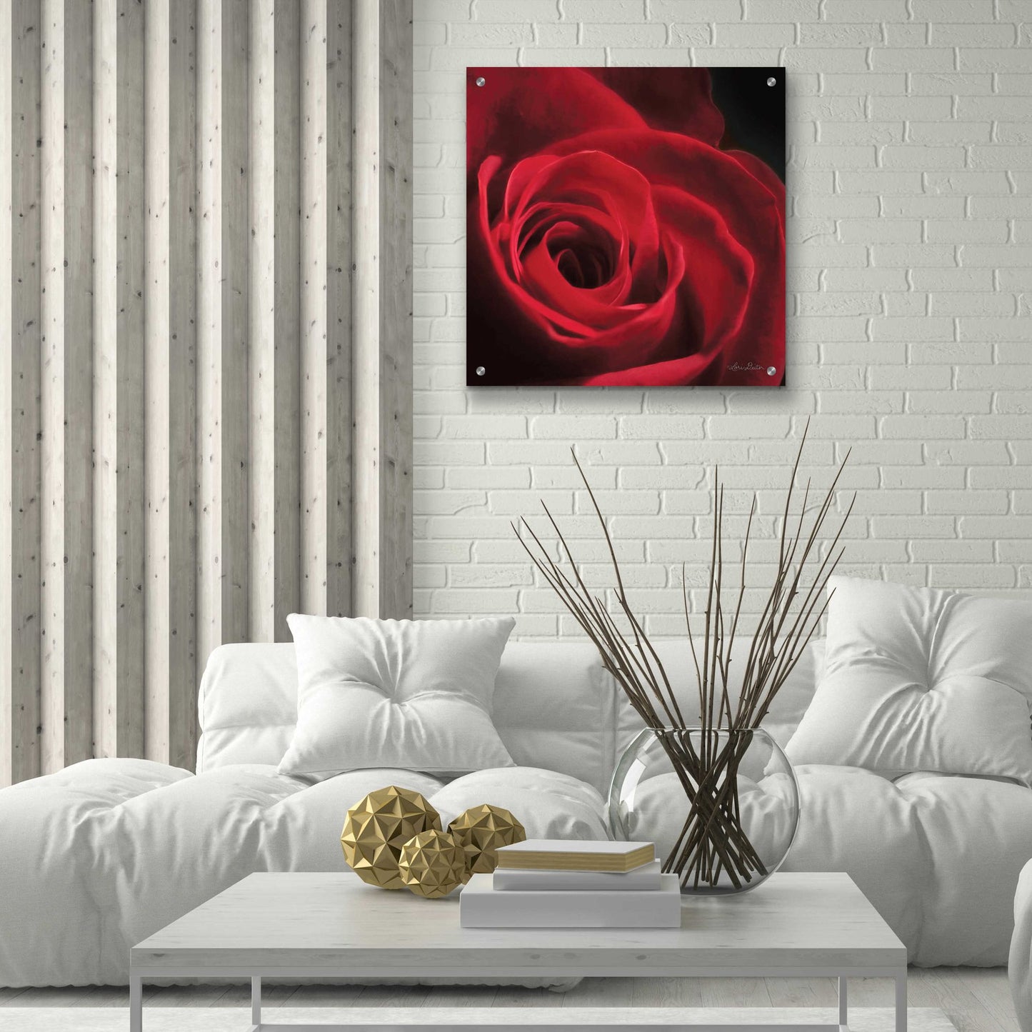 Epic Art 'The Red Rose I' by Lori Deiter, Acrylic Glass Wall Art,24x24