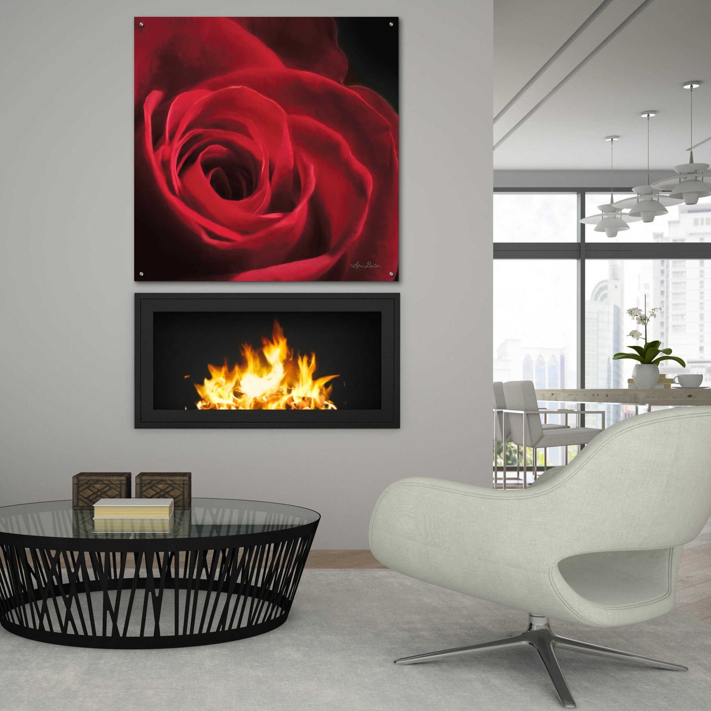 Epic Art 'The Red Rose I' by Lori Deiter, Acrylic Glass Wall Art,36x36