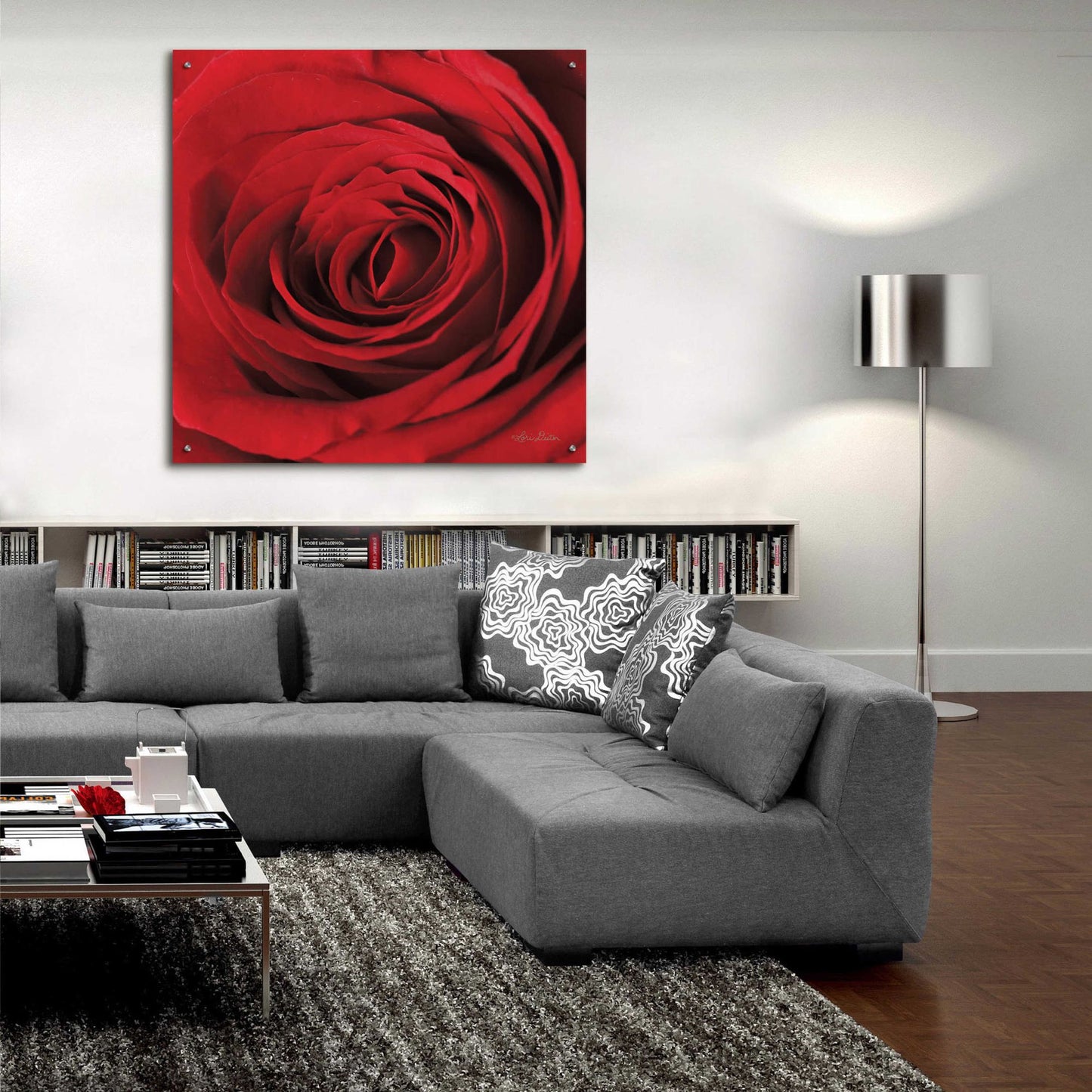 Epic Art 'The Red Rose II' by Lori Deiter, Acrylic Glass Wall Art,36x36