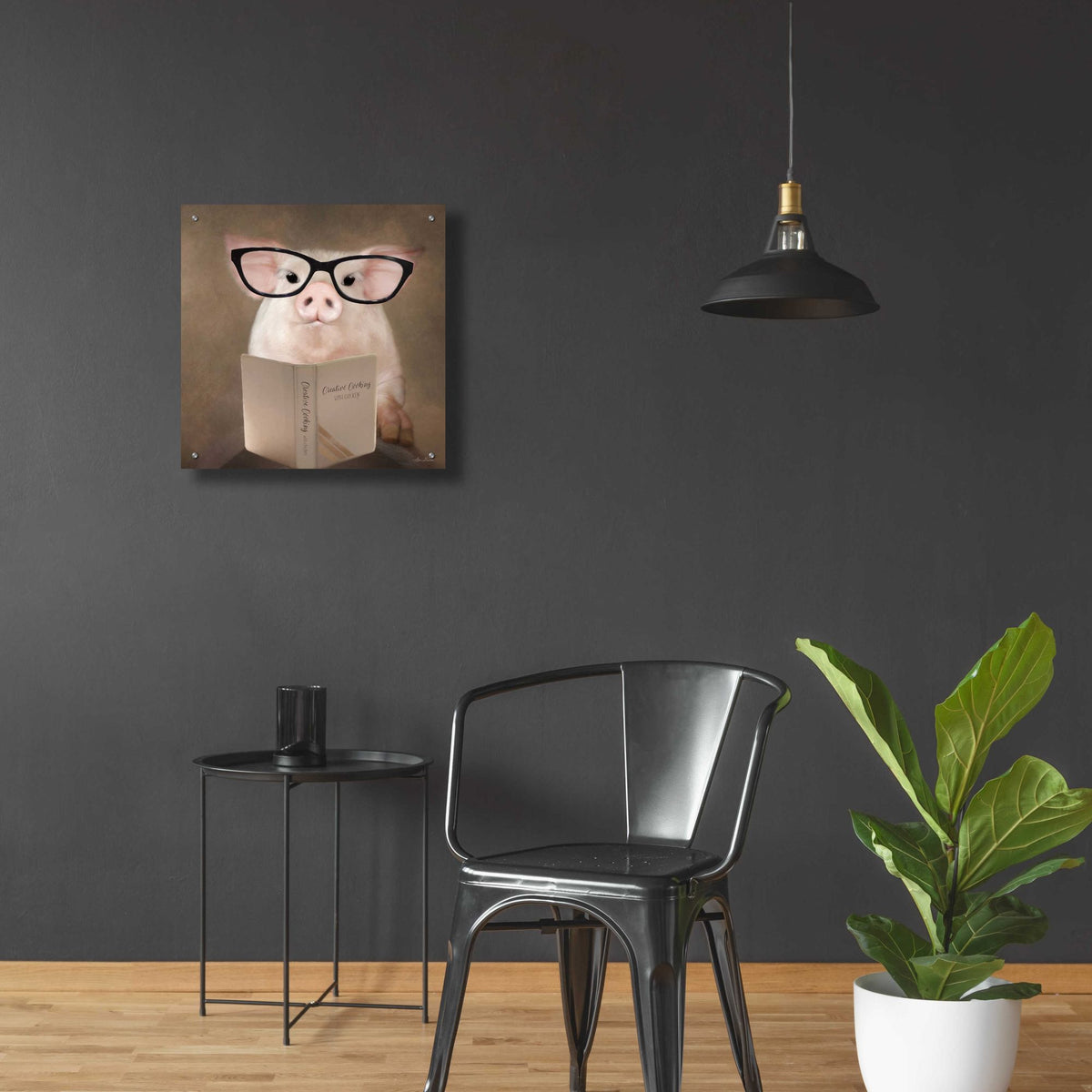 Epic Art 'Creative Cooking Pig' by Lori Deiter, Acrylic Glass Wall Art,24x24