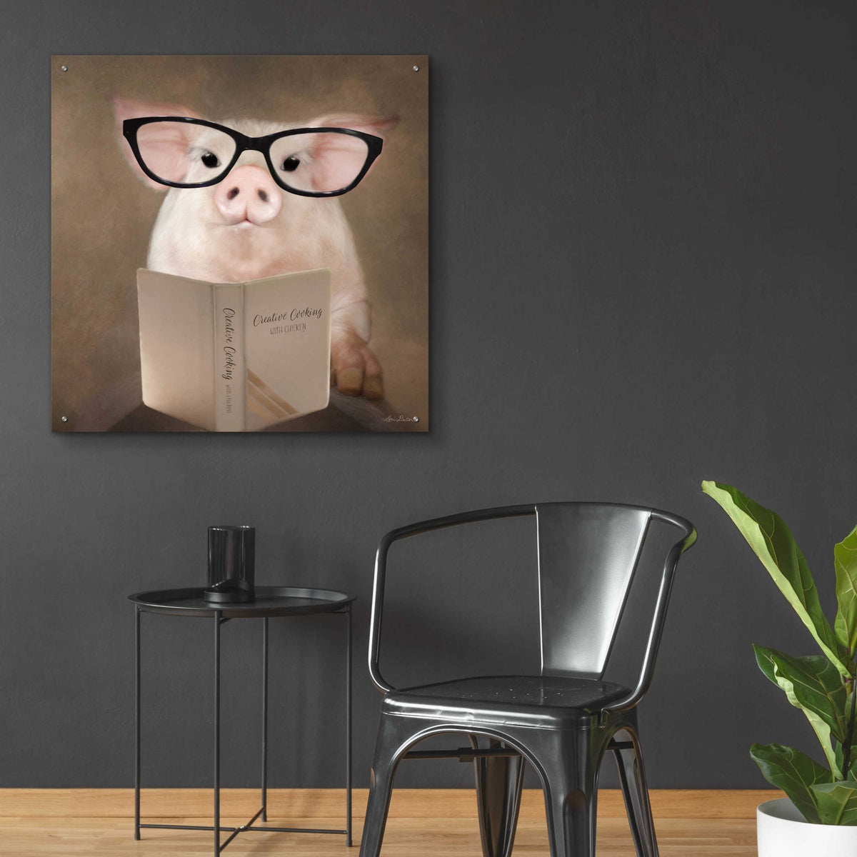 Epic Art 'Creative Cooking Pig' by Lori Deiter, Acrylic Glass Wall Art,36x36