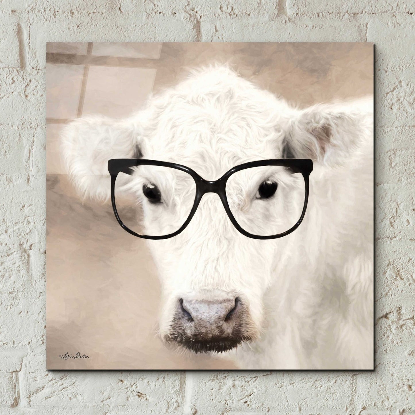 Epic Art 'See Clearly Cow' by Lori Deiter, Acrylic Glass Wall Art,12x12
