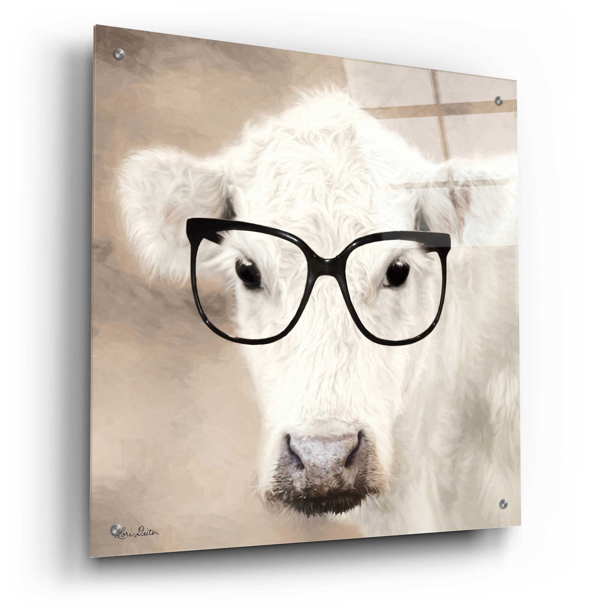 Epic Art 'See Clearly Cow' by Lori Deiter, Acrylic Glass Wall Art,24x24