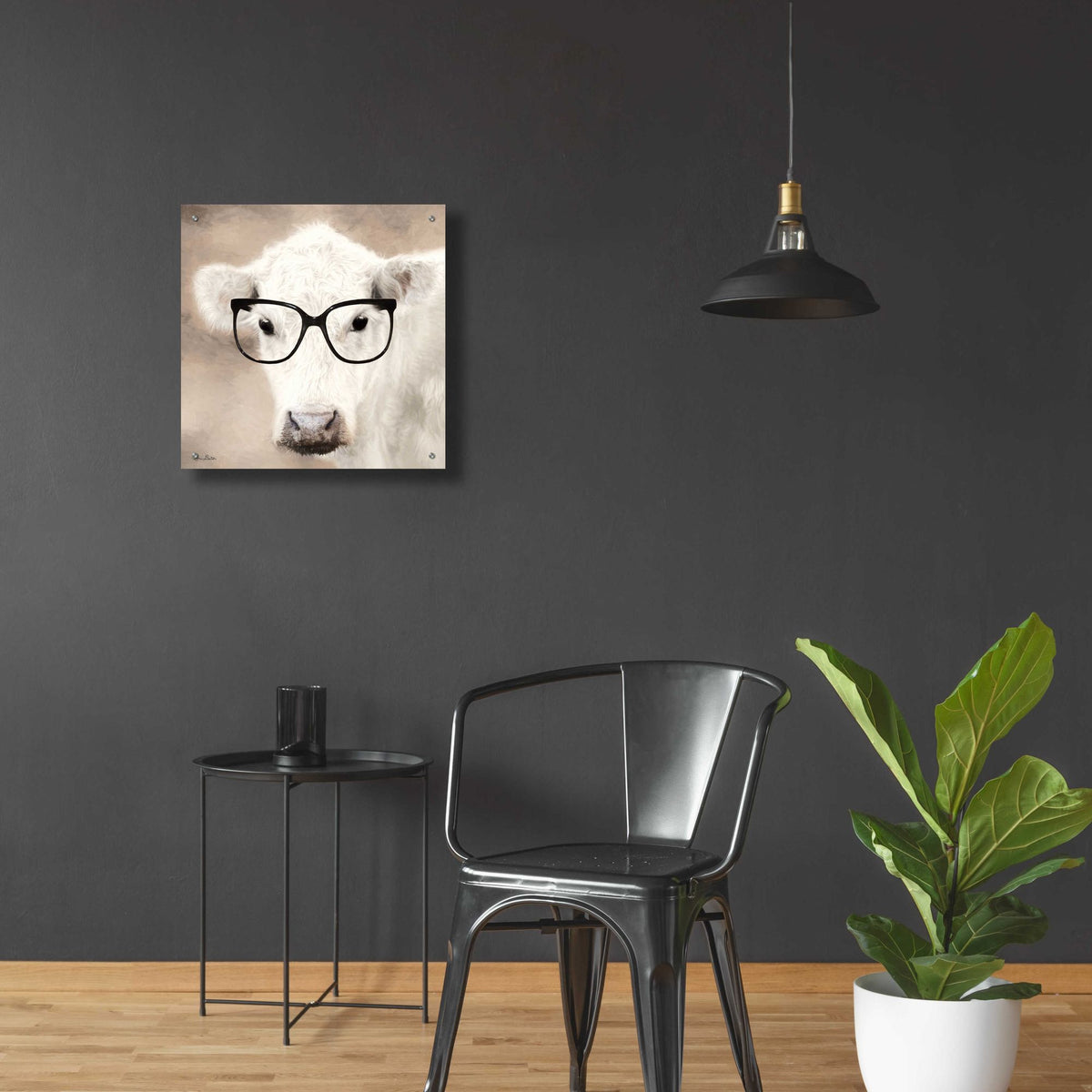 Epic Art 'See Clearly Cow' by Lori Deiter, Acrylic Glass Wall Art,24x24