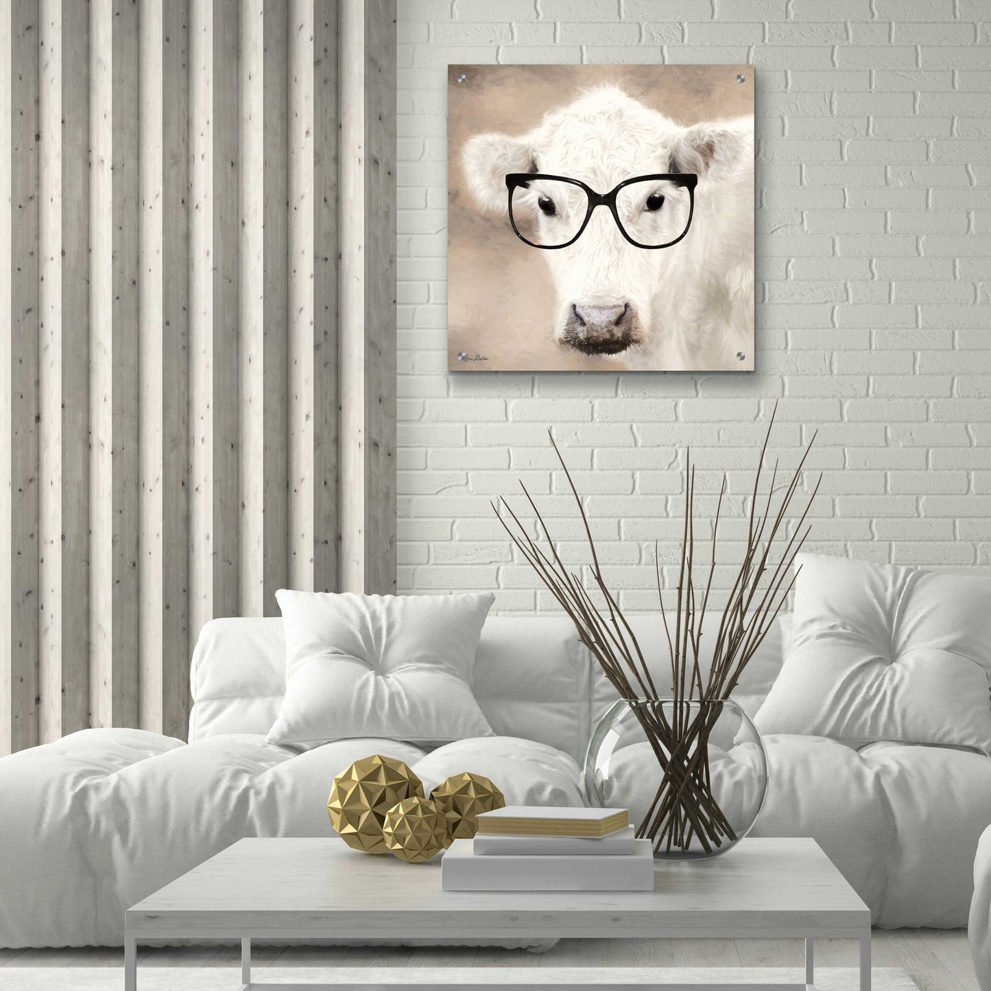 Epic Art 'See Clearly Cow' by Lori Deiter, Acrylic Glass Wall Art,24x24