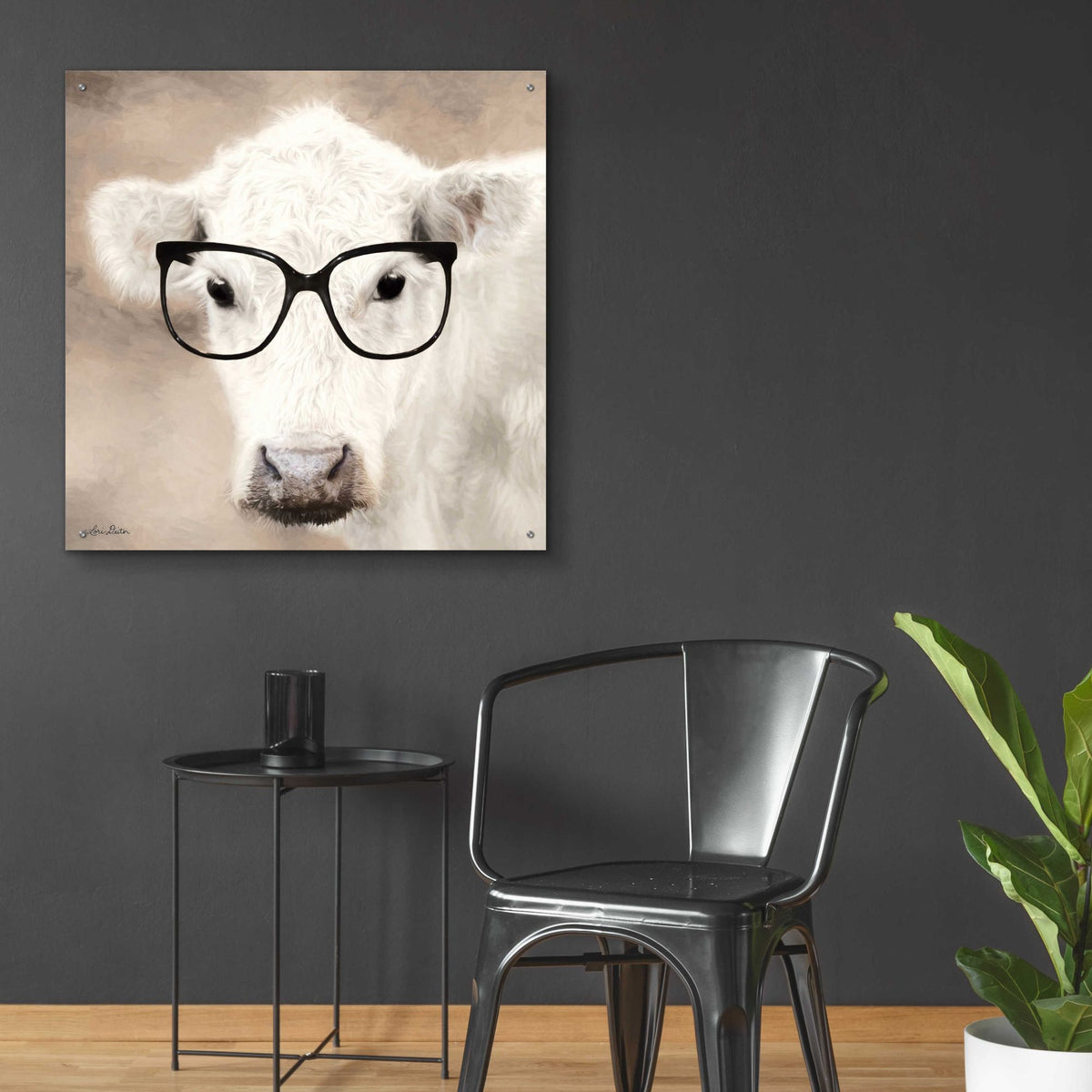 Epic Art 'See Clearly Cow' by Lori Deiter, Acrylic Glass Wall Art,36x36