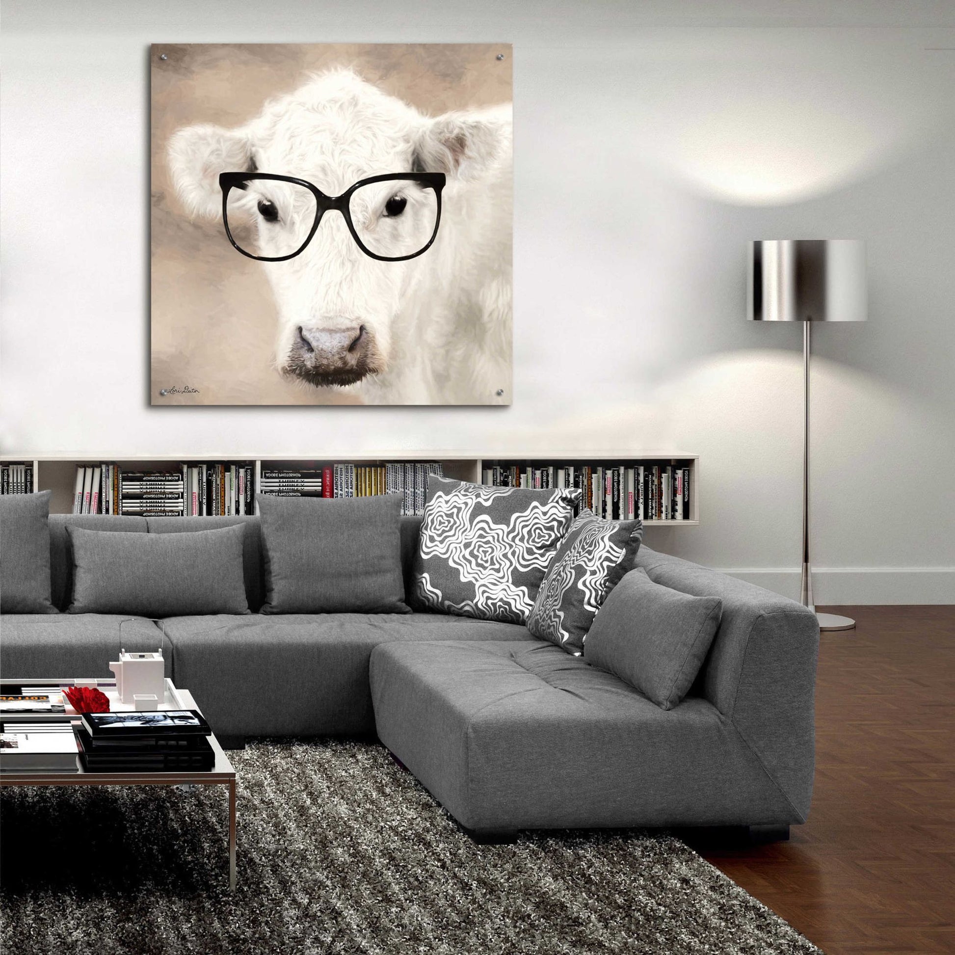 Epic Art 'See Clearly Cow' by Lori Deiter, Acrylic Glass Wall Art,36x36