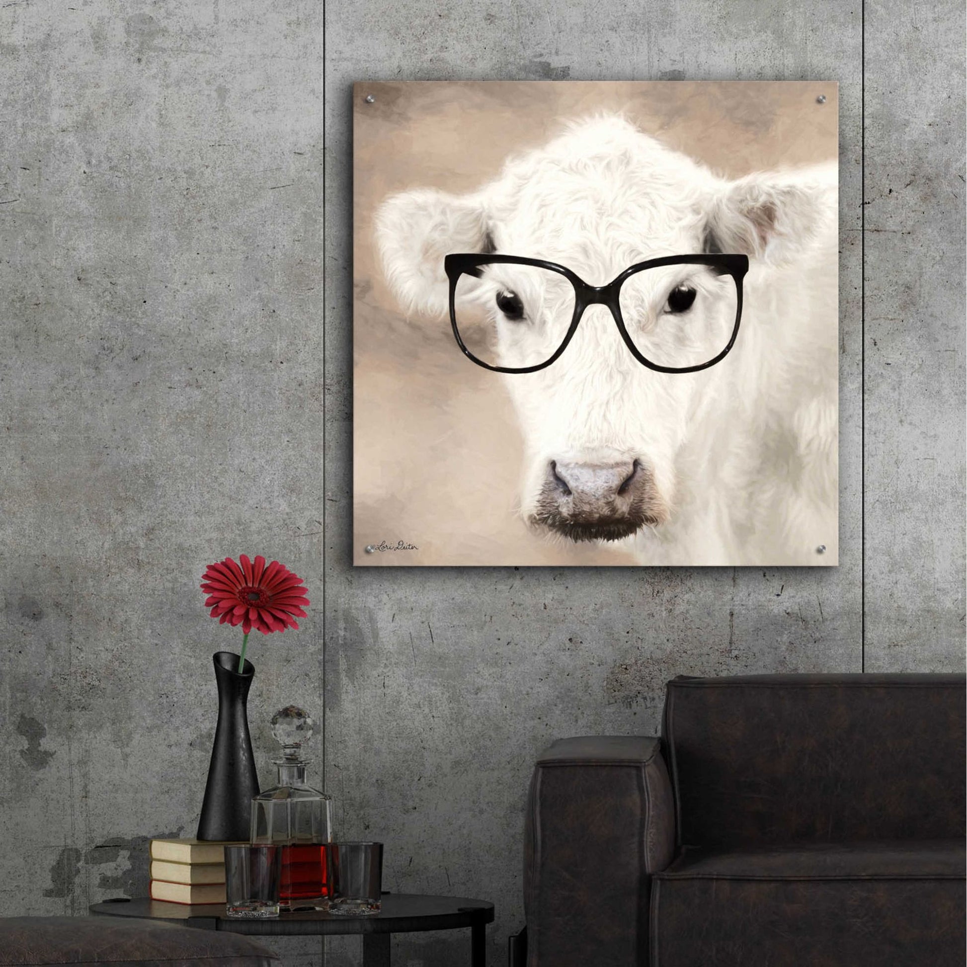 Epic Art 'See Clearly Cow' by Lori Deiter, Acrylic Glass Wall Art,36x36