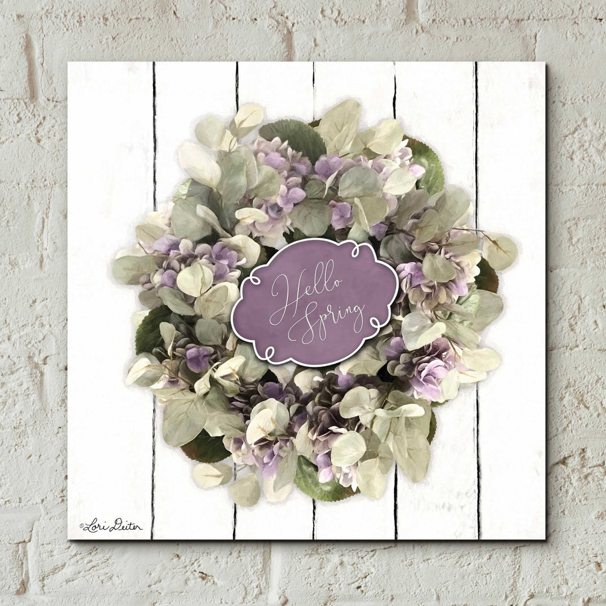 Epic Art 'Hello Spring Wreath' by Lori Deiter, Acrylic Glass Wall Art,12x12