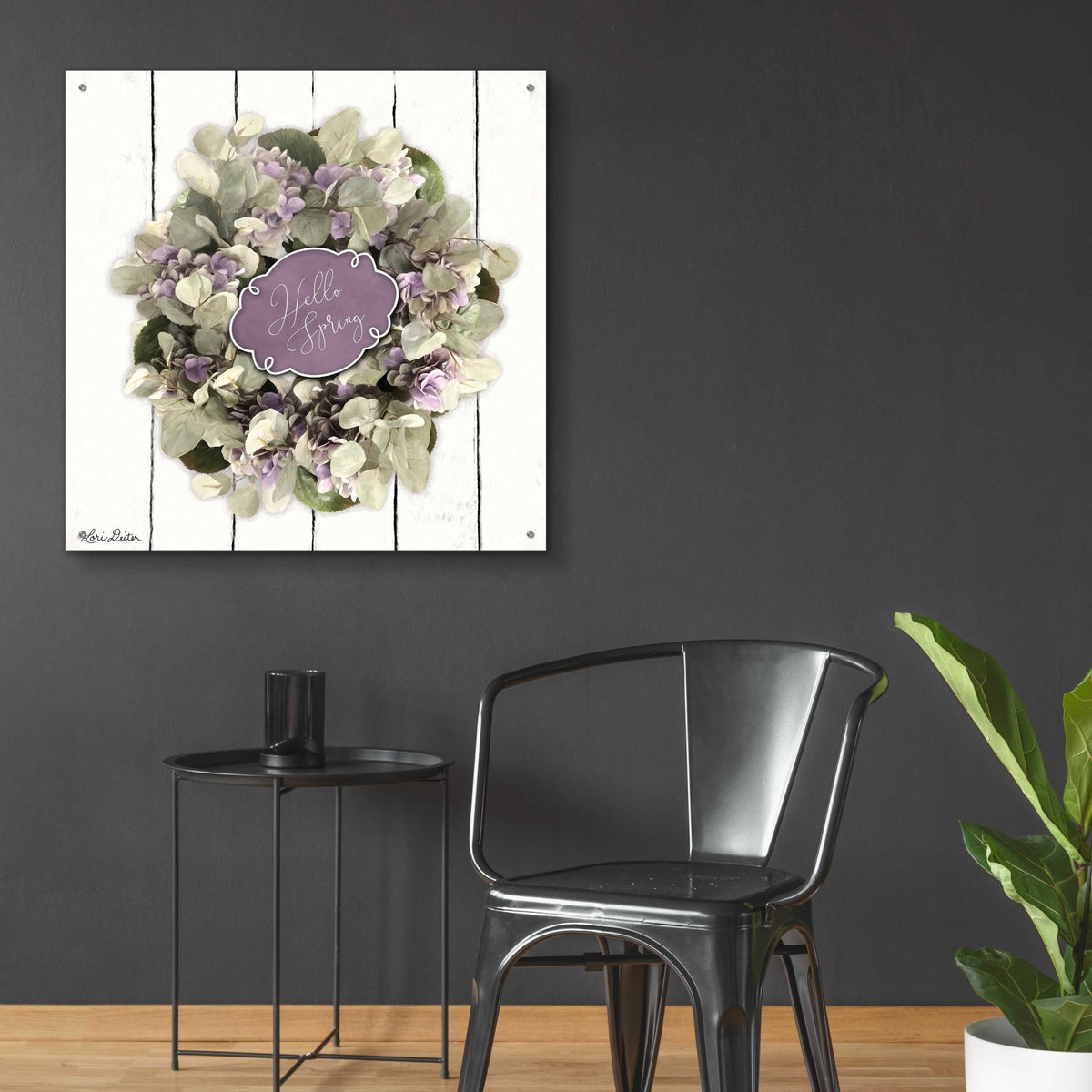 Epic Art 'Hello Spring Wreath' by Lori Deiter, Acrylic Glass Wall Art,36x36