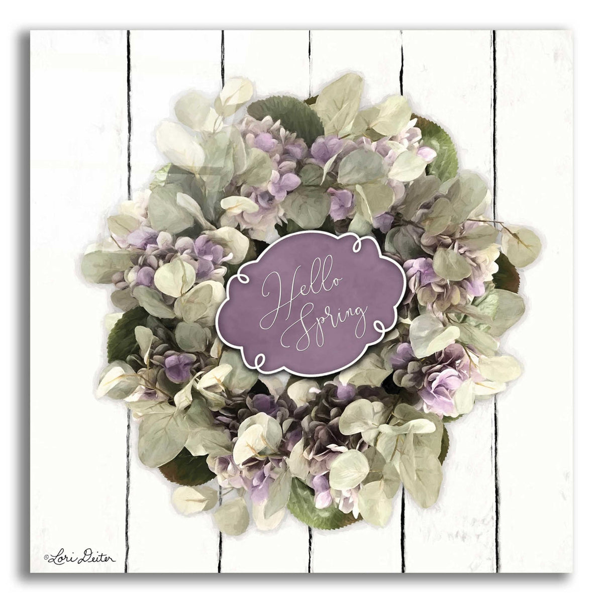 Epic Art 'Hello Spring Wreath' by Lori Deiter, Acrylic Glass Wall Art
