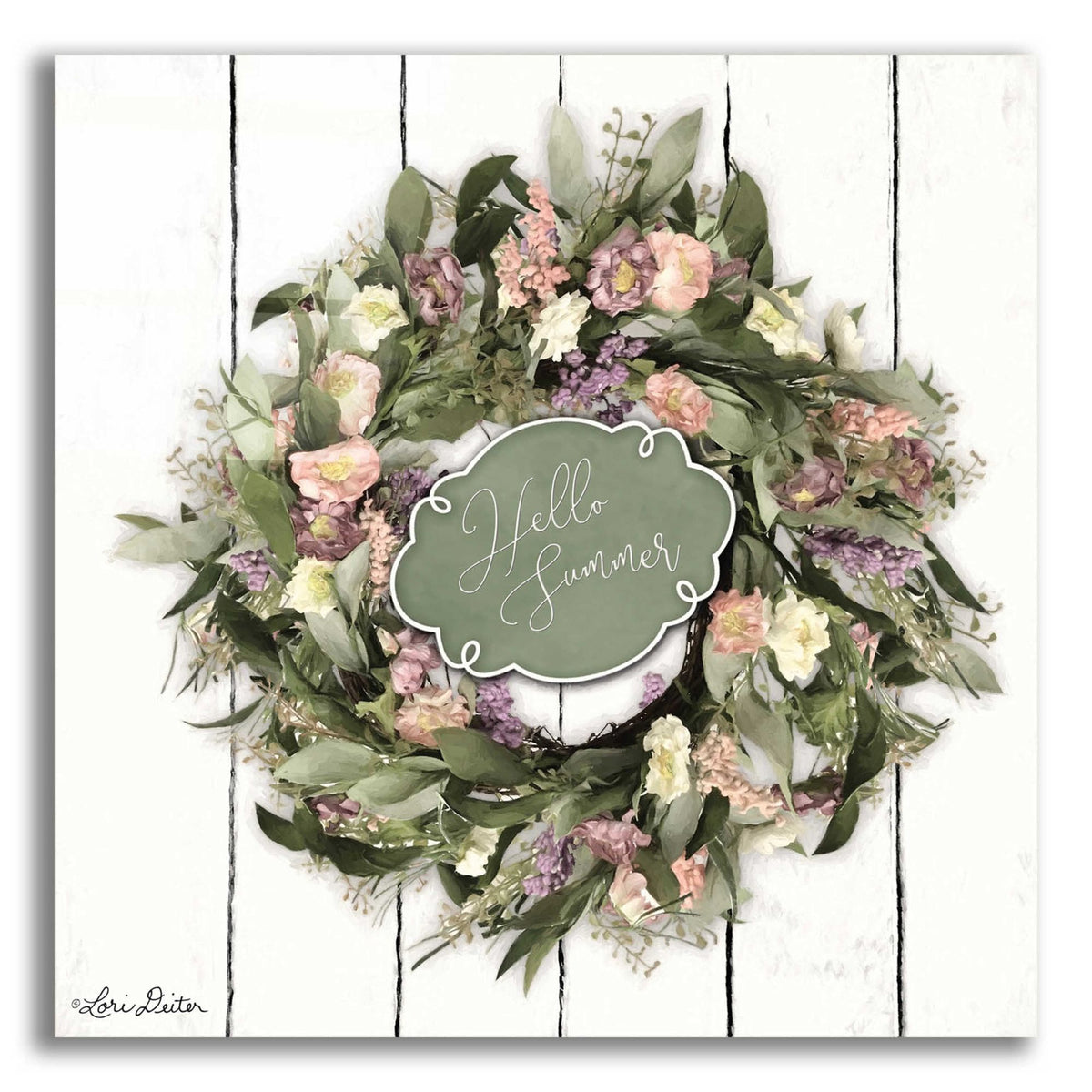 Epic Art 'Hello Summer Wreath' by Lori Deiter, Acrylic Glass Wall Art