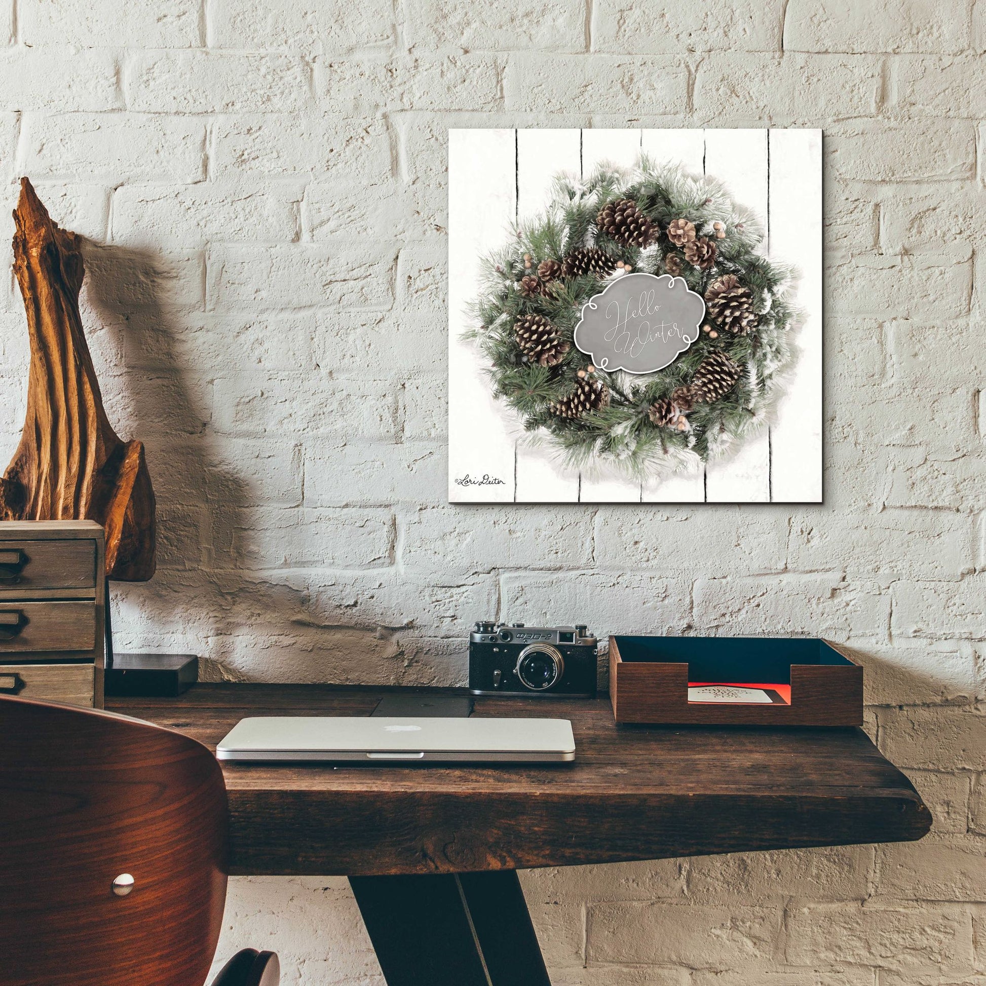 Epic Art 'Hello Winter Wreath' by Lori Deiter, Acrylic Glass Wall Art,12x12