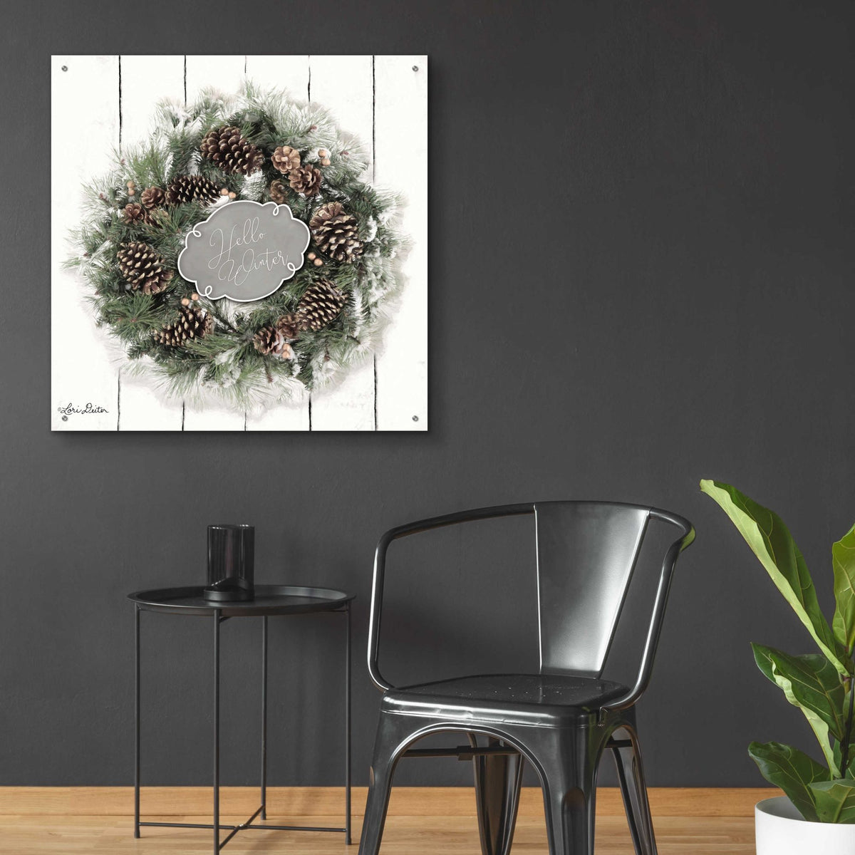 Epic Art 'Hello Winter Wreath' by Lori Deiter, Acrylic Glass Wall Art,36x36