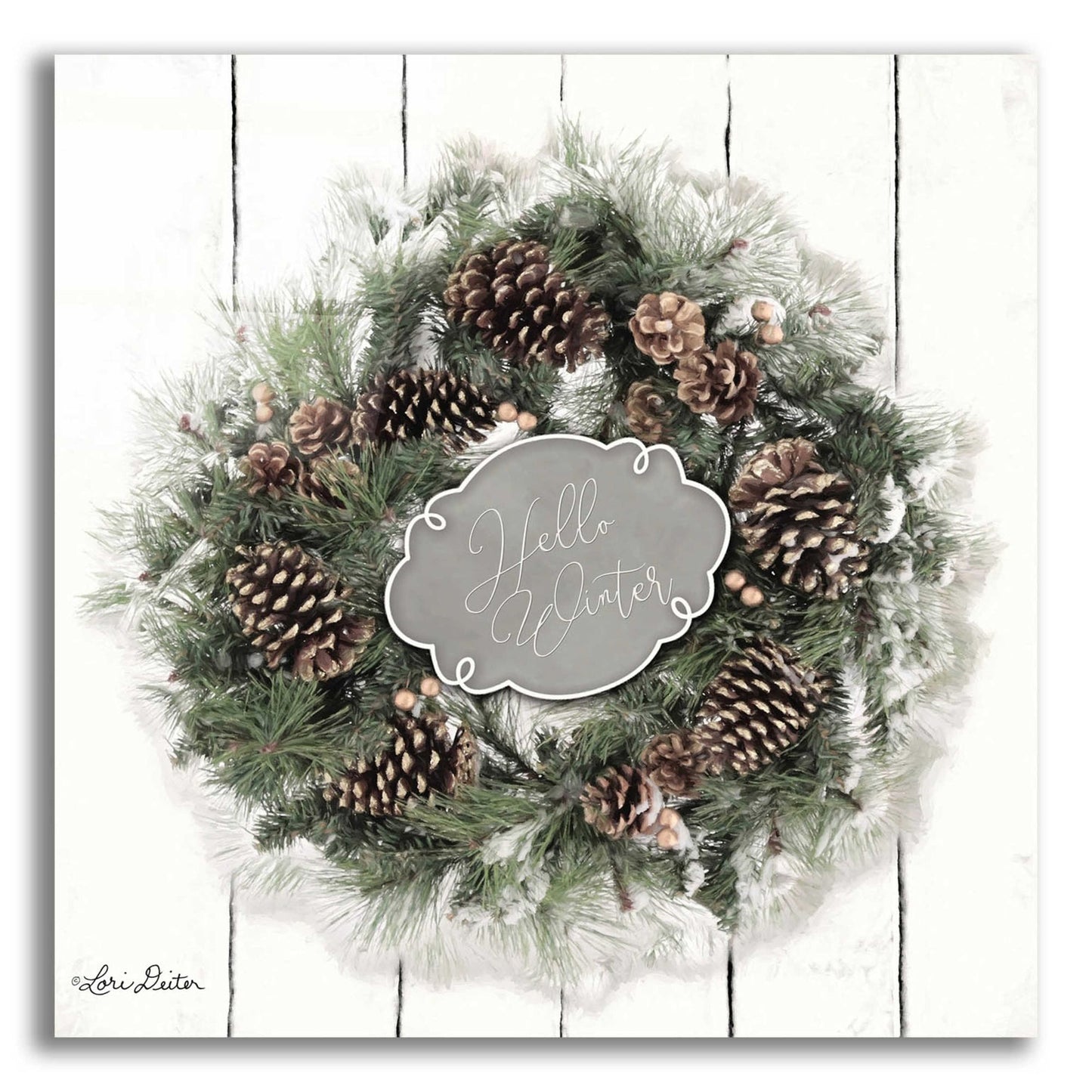 Epic Art 'Hello Winter Wreath' by Lori Deiter, Acrylic Glass Wall Art