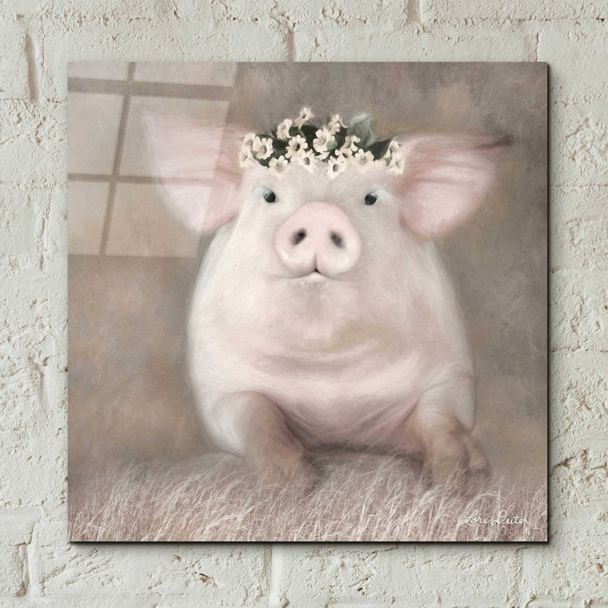 Epic Art 'Painted Piggy' by Lori Deiter, Acrylic Glass Wall Art,12x12