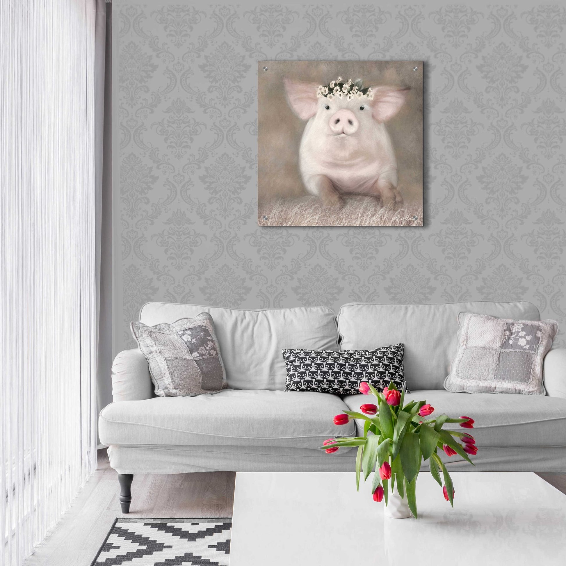 Epic Art 'Painted Piggy' by Lori Deiter, Acrylic Glass Wall Art,24x24