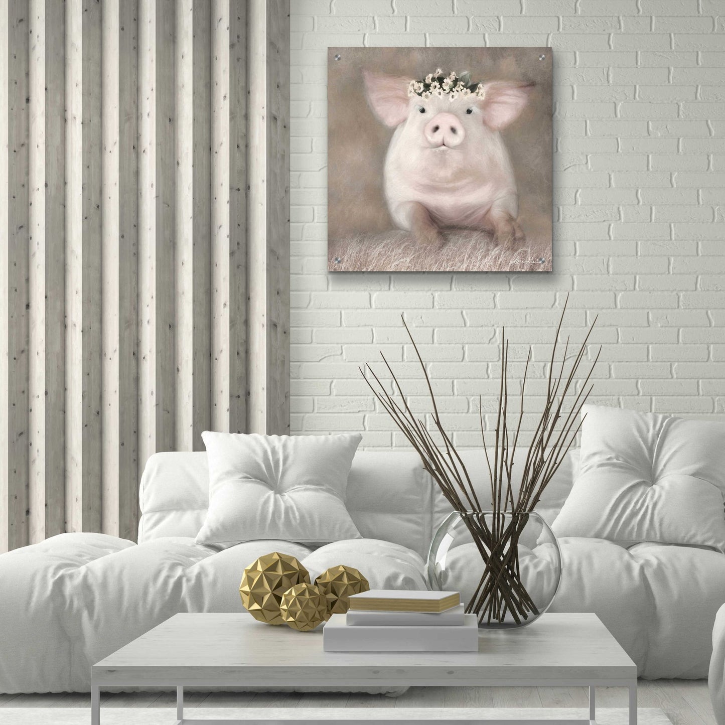 Epic Art 'Painted Piggy' by Lori Deiter, Acrylic Glass Wall Art,24x24