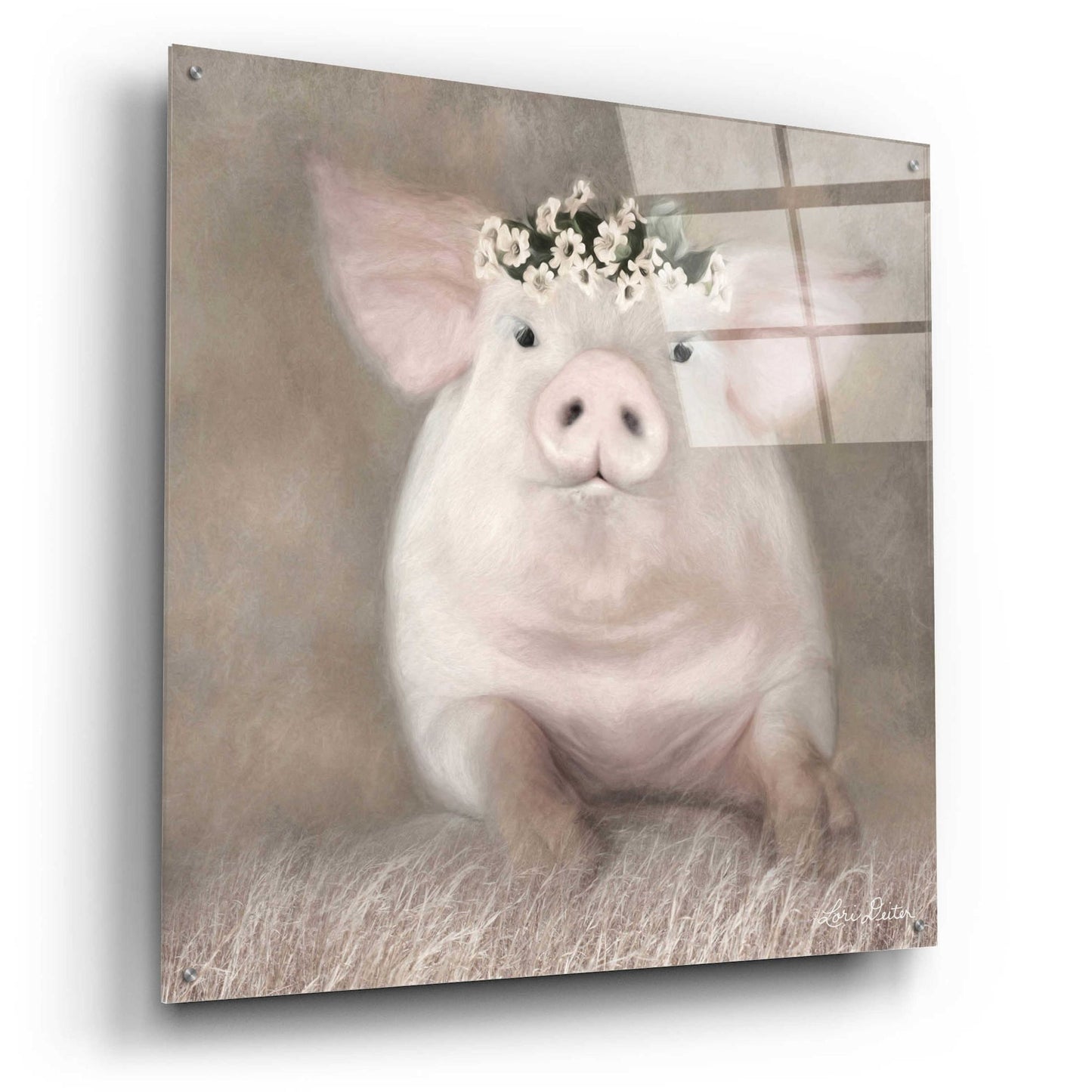 Epic Art 'Painted Piggy' by Lori Deiter, Acrylic Glass Wall Art,36x36