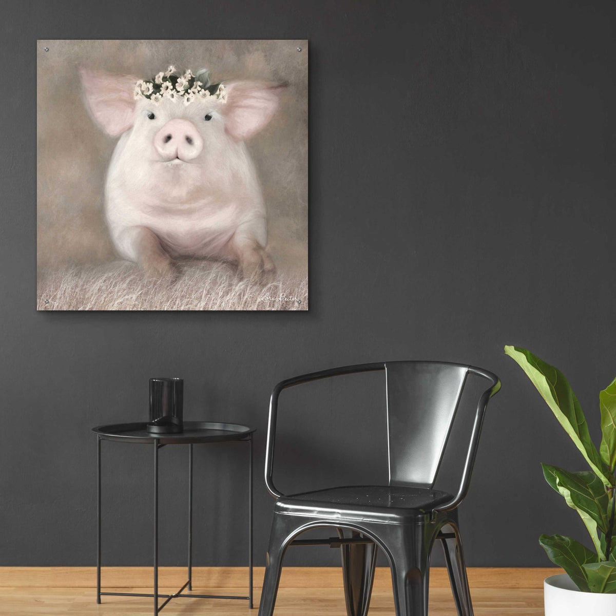 Epic Art 'Painted Piggy' by Lori Deiter, Acrylic Glass Wall Art,36x36