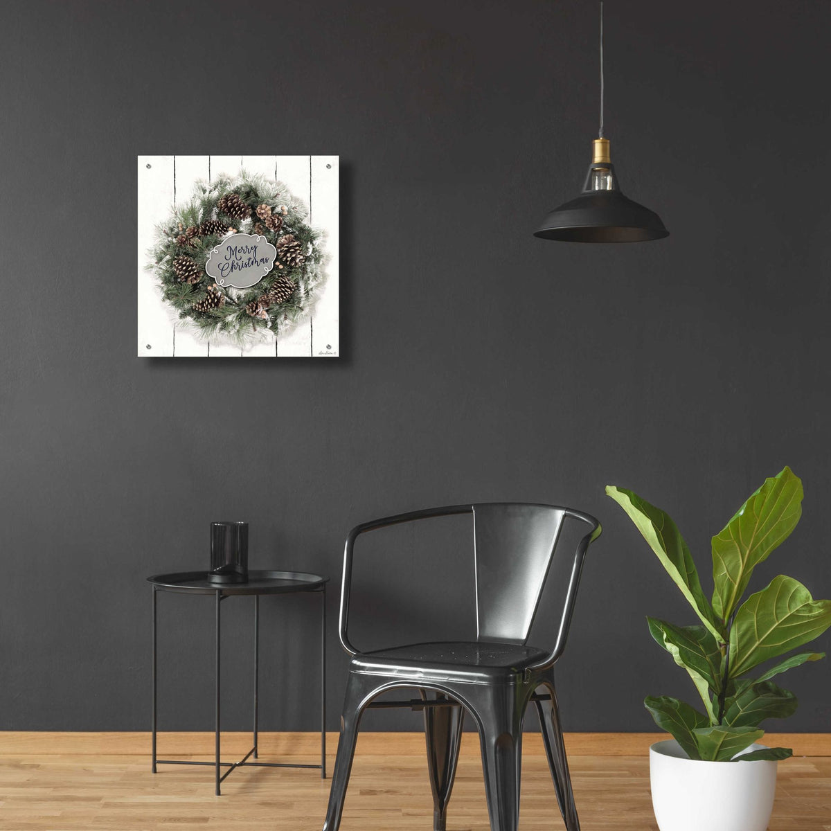 Epic Art 'Merry Christmas Wreath' by Lori Deiter, Acrylic Glass Wall Art,24x24