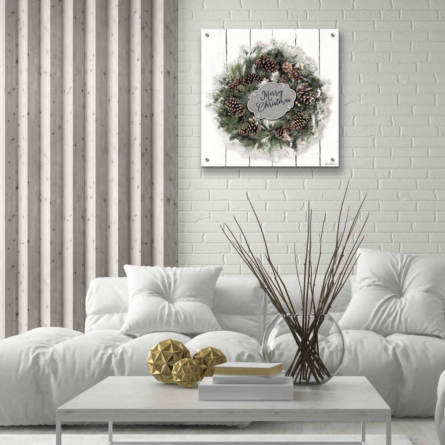 Epic Art 'Merry Christmas Wreath' by Lori Deiter, Acrylic Glass Wall Art,24x24