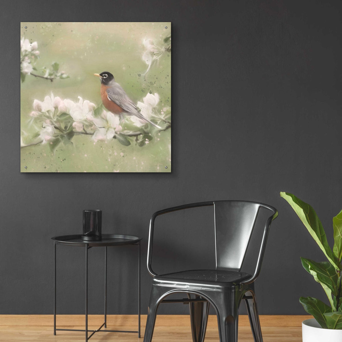 Epic Art 'Springtime Robin' by Lori Deiter, Acrylic Glass Wall Art,36x36