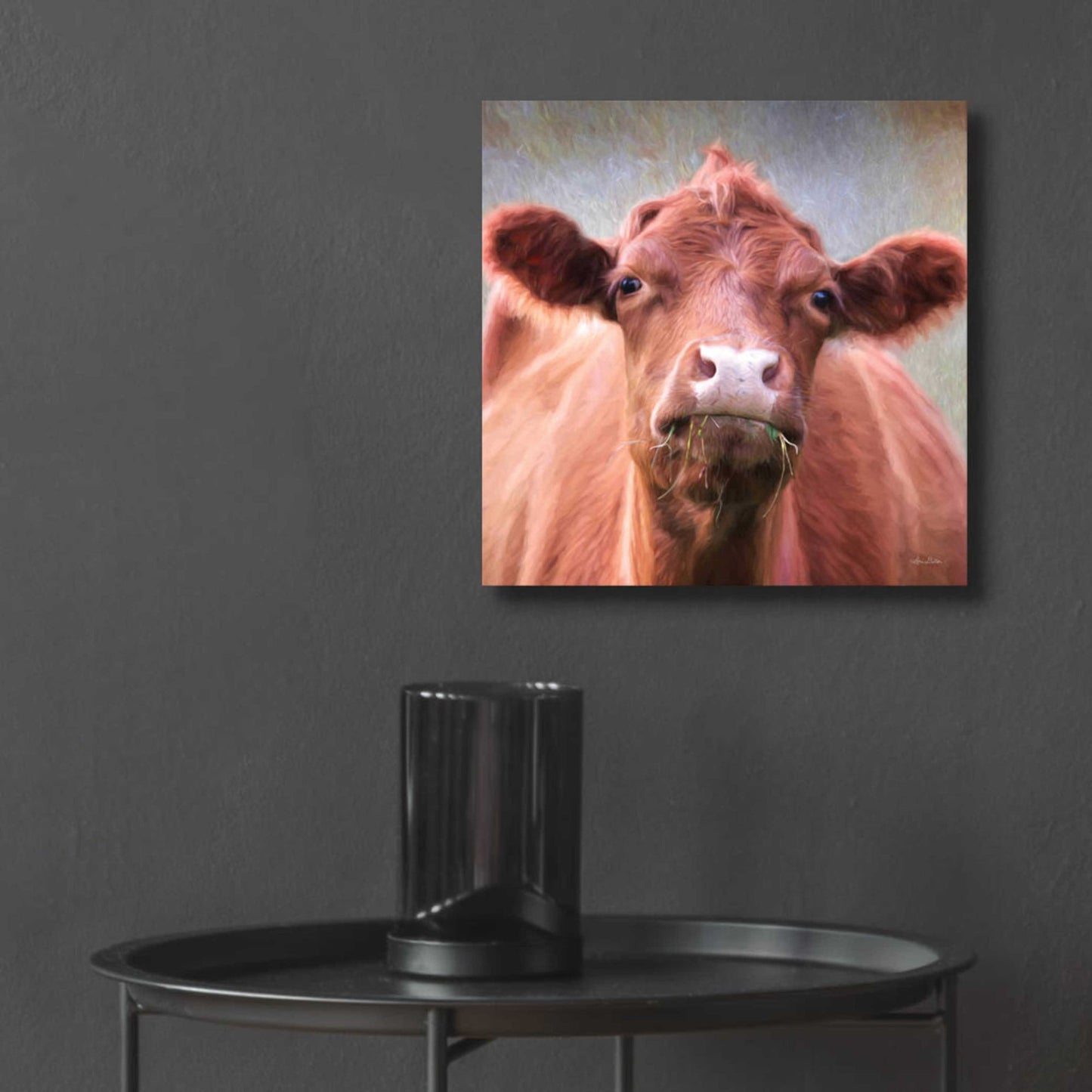 Epic Art 'The Brown Cow' by Lori Deiter, Acrylic Glass Wall Art,12x12