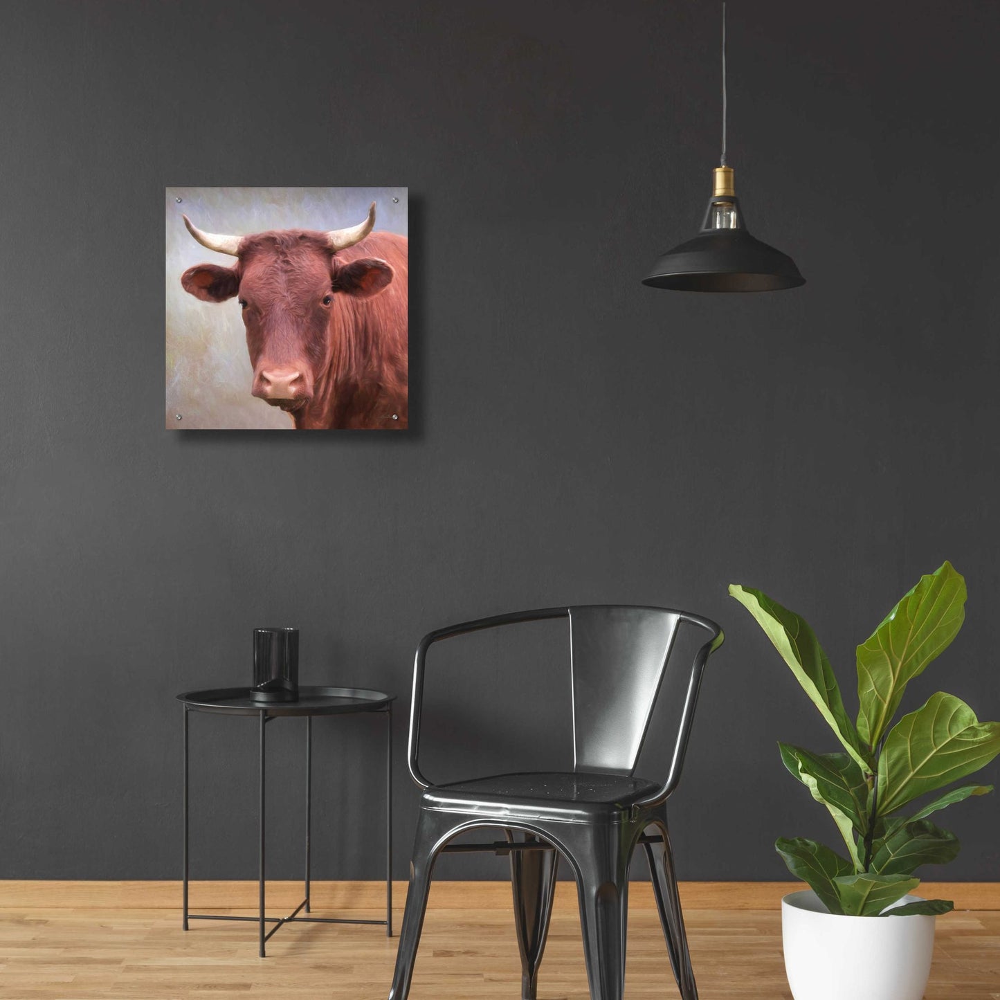 Epic Art 'Bull Face' by Lori Deiter, Acrylic Glass Wall Art,24x24