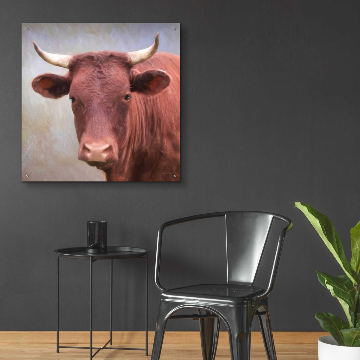 Epic Art 'Bull Face' by Lori Deiter, Acrylic Glass Wall Art,36x36