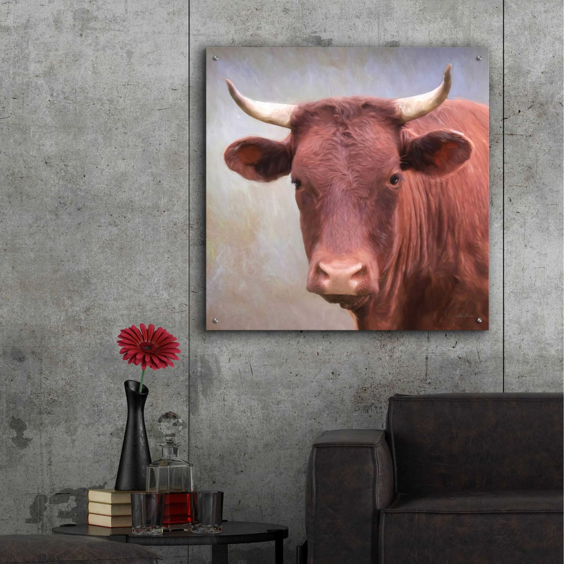 Epic Art 'Bull Face' by Lori Deiter, Acrylic Glass Wall Art,36x36