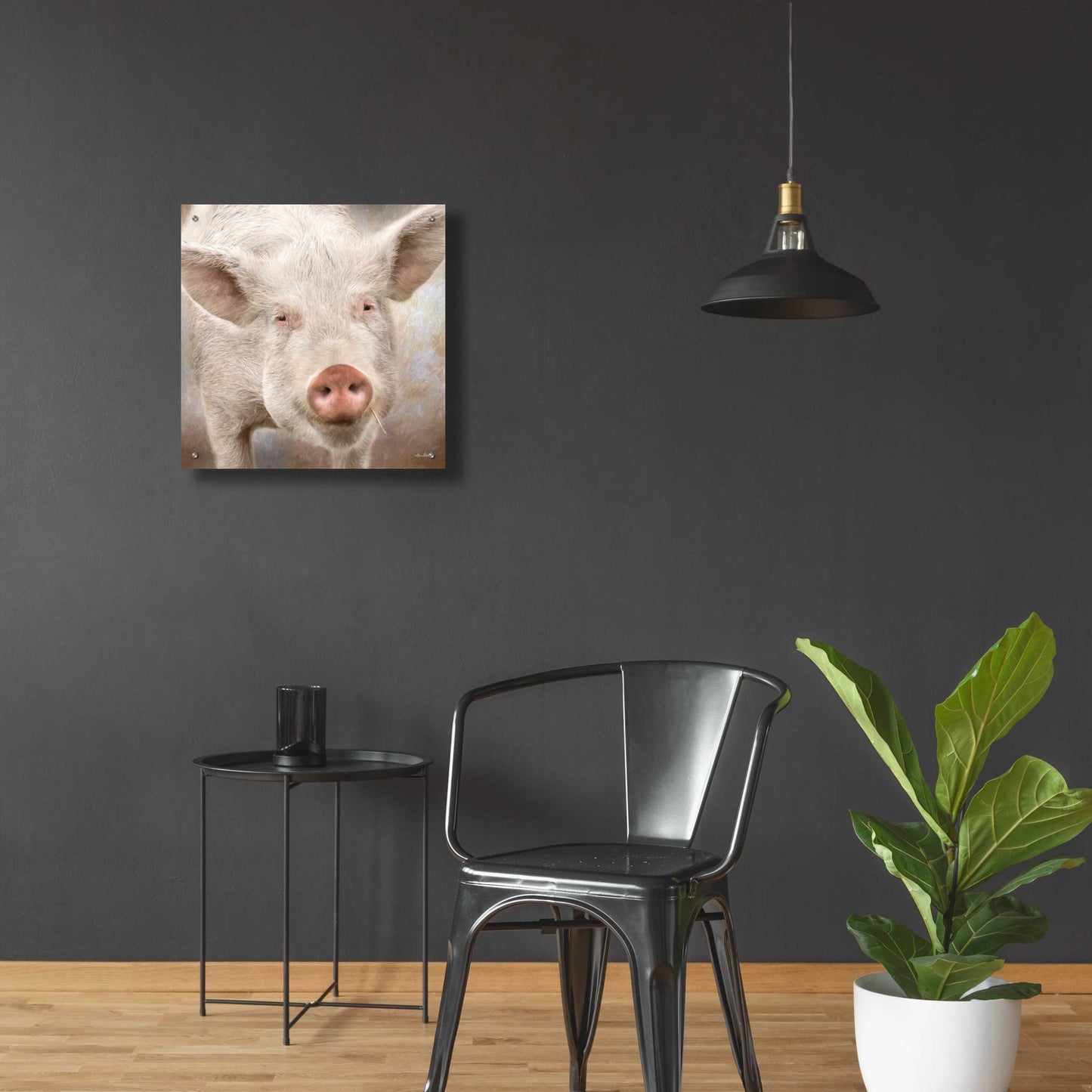 Epic Art 'Pig Face' by Lori Deiter, Acrylic Glass Wall Art,24x24