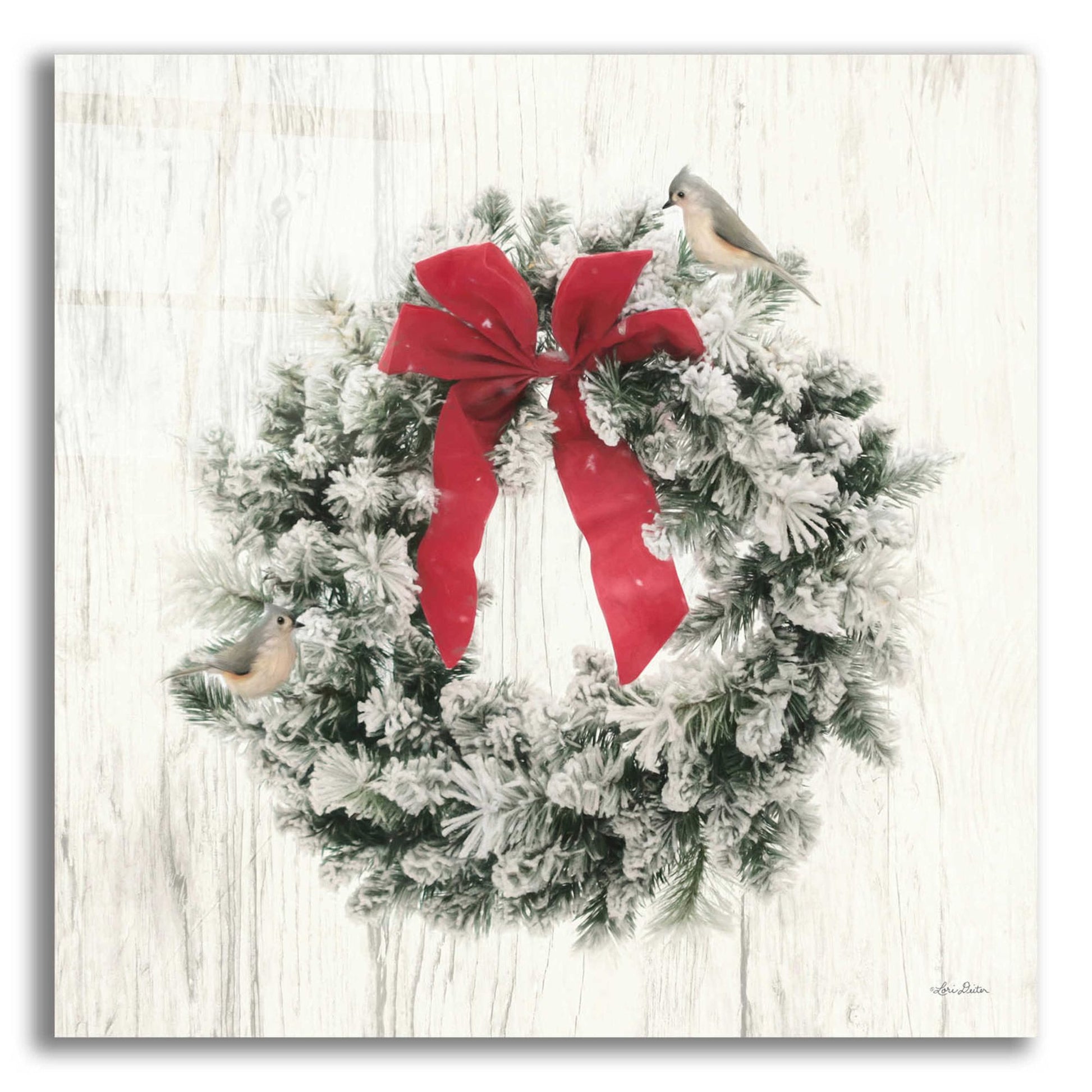 Epic Art 'Titmouse Christmas Wreath' by Lori Deiter, Acrylic Glass Wall Art