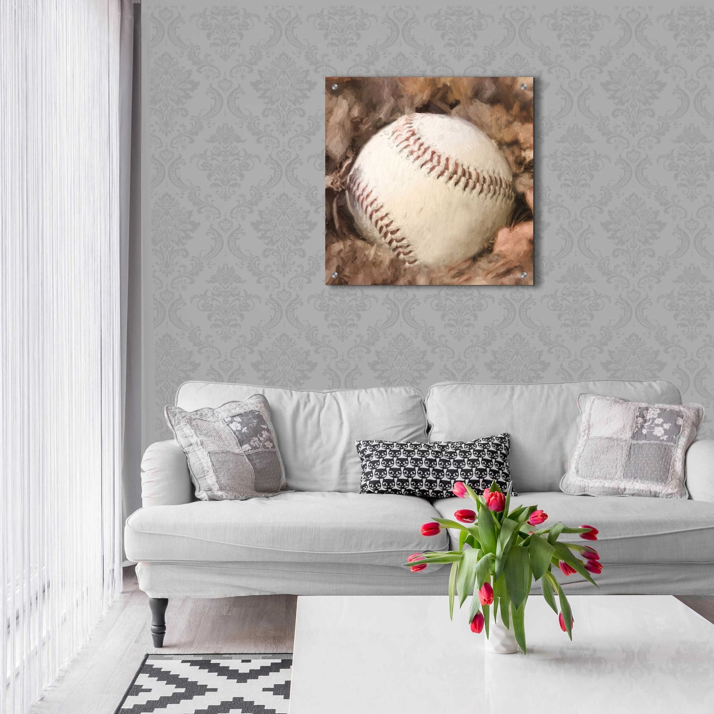 Epic Art 'Baseball Season' by Lori Deiter, Acrylic Glass Wall Art,24x24