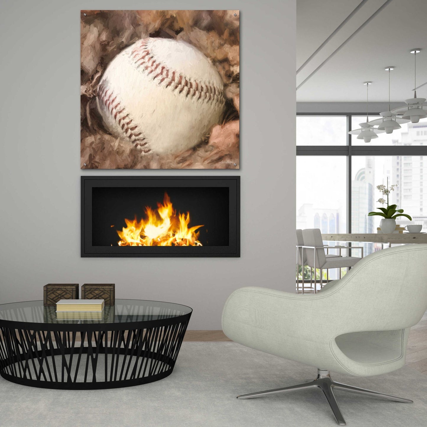 Epic Art 'Baseball Season' by Lori Deiter, Acrylic Glass Wall Art,36x36