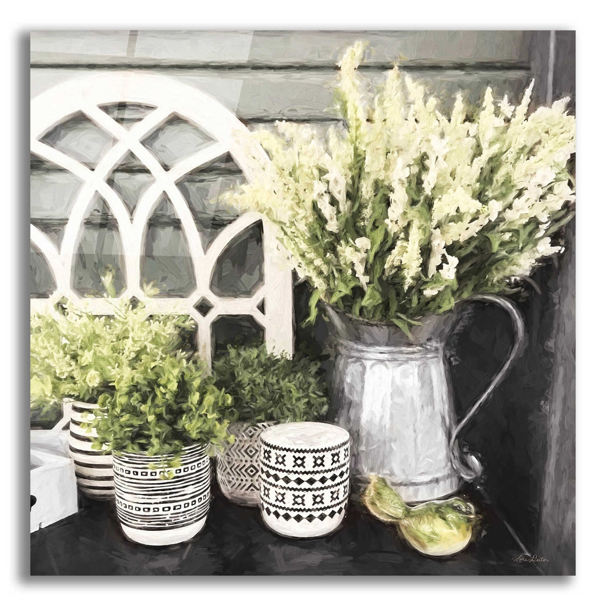 Epic Art 'Black and Green Still Life' by Lori Deiter, Acrylic Glass Wall Art
