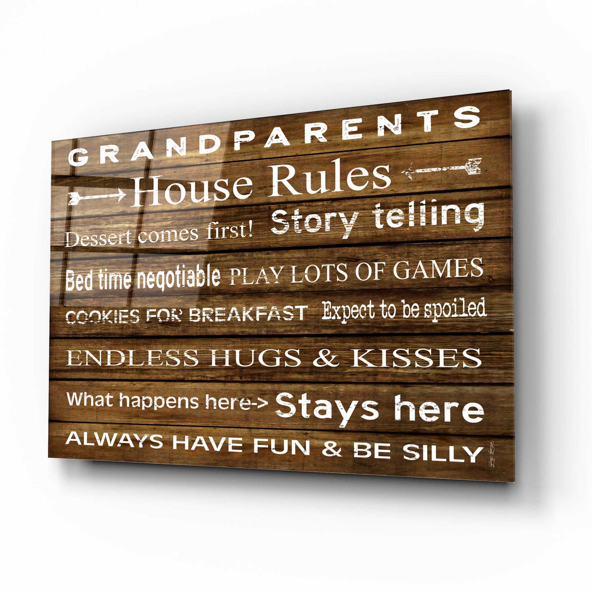 Epic Art 'Grandparents House Rules' by Cindy Jacobs, Acrylic Glass Wall Art,16x12