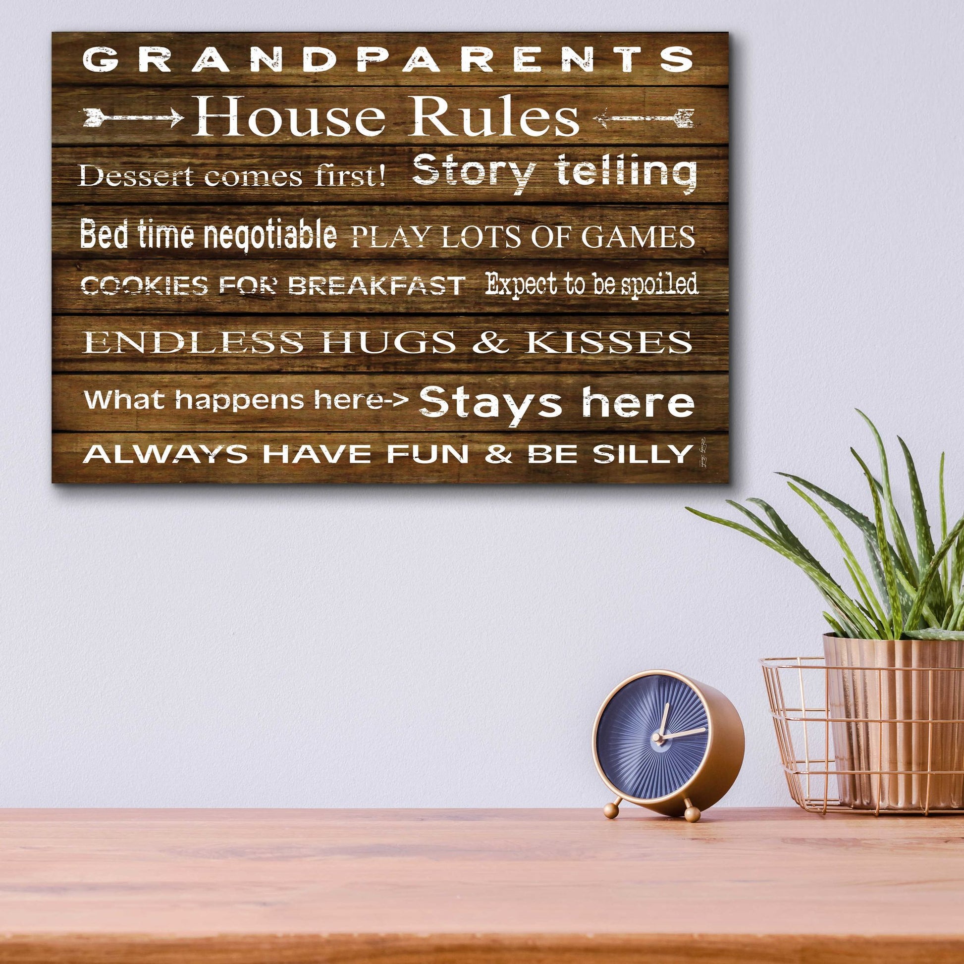 Epic Art 'Grandparents House Rules' by Cindy Jacobs, Acrylic Glass Wall Art,16x12